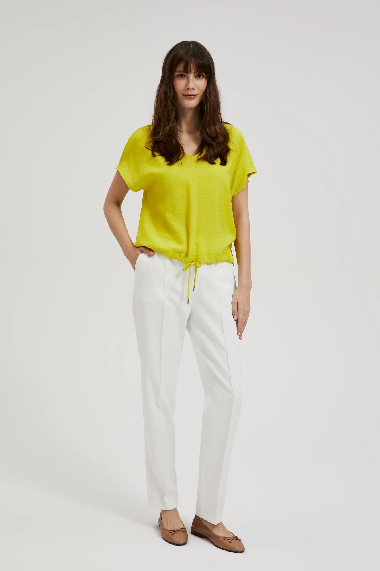 Women's blouse with waist tie MOODO - green