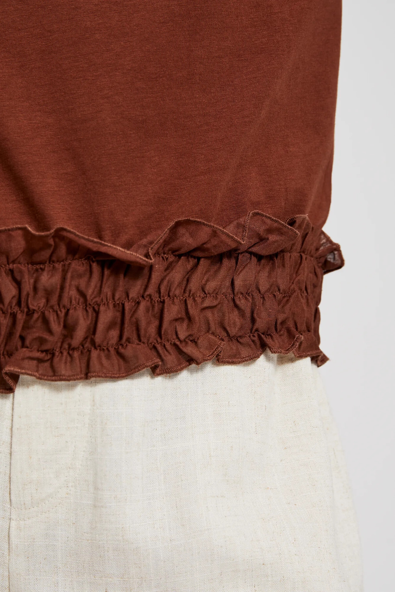 Women's blouse with elastic waistband MOODO - brown