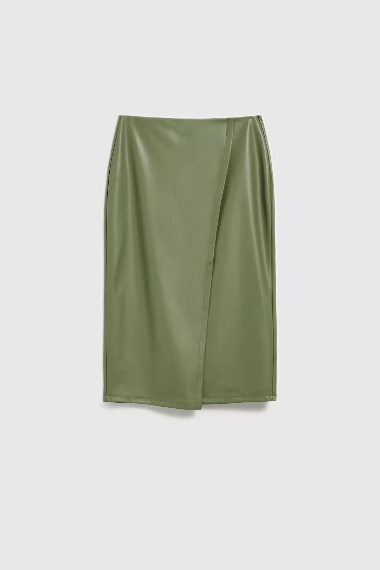 Waxed midi skirt