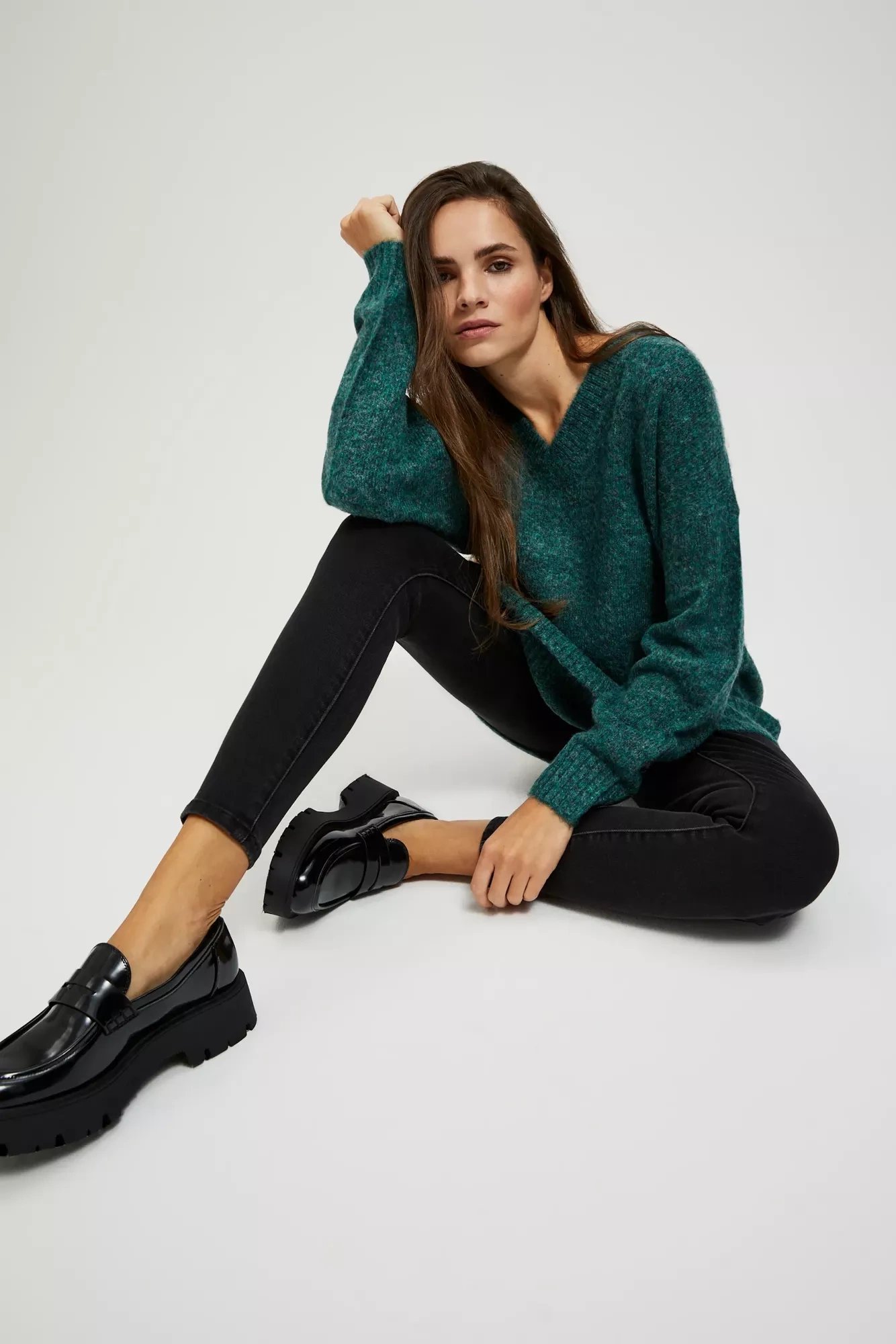 Plain V-neck sweater