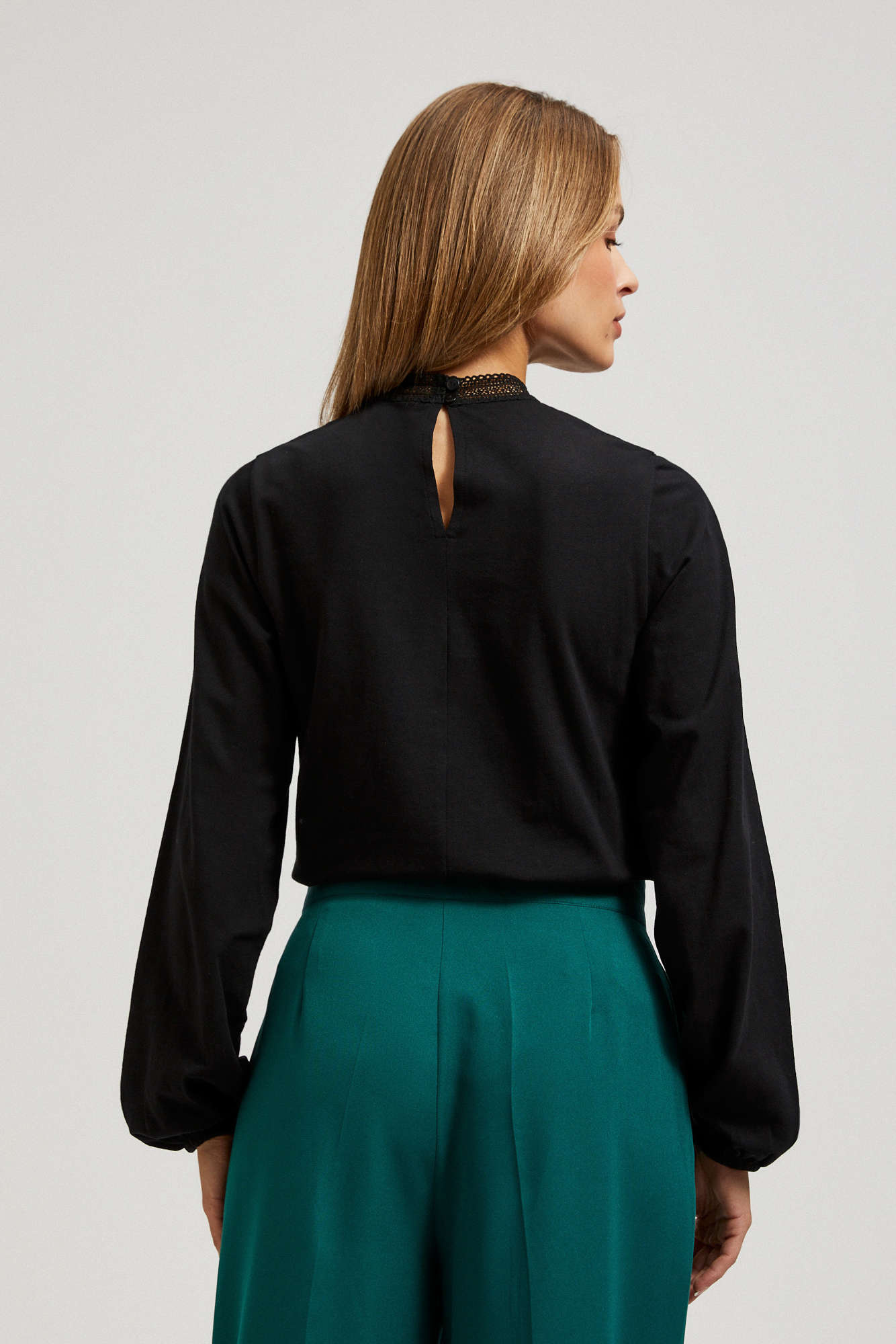 Blouse with decorative lace