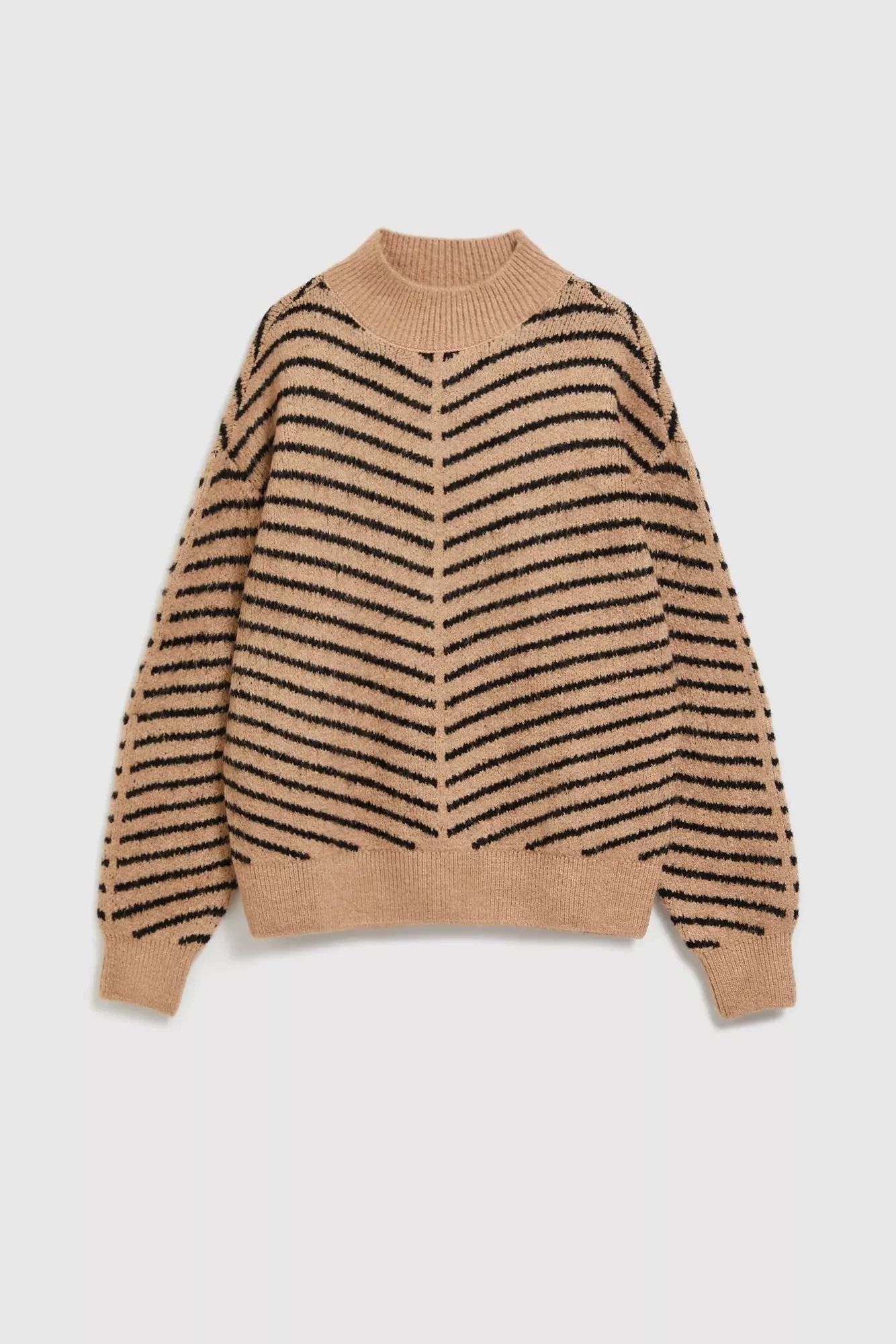 Marisse Beige And Black Striped Sweater