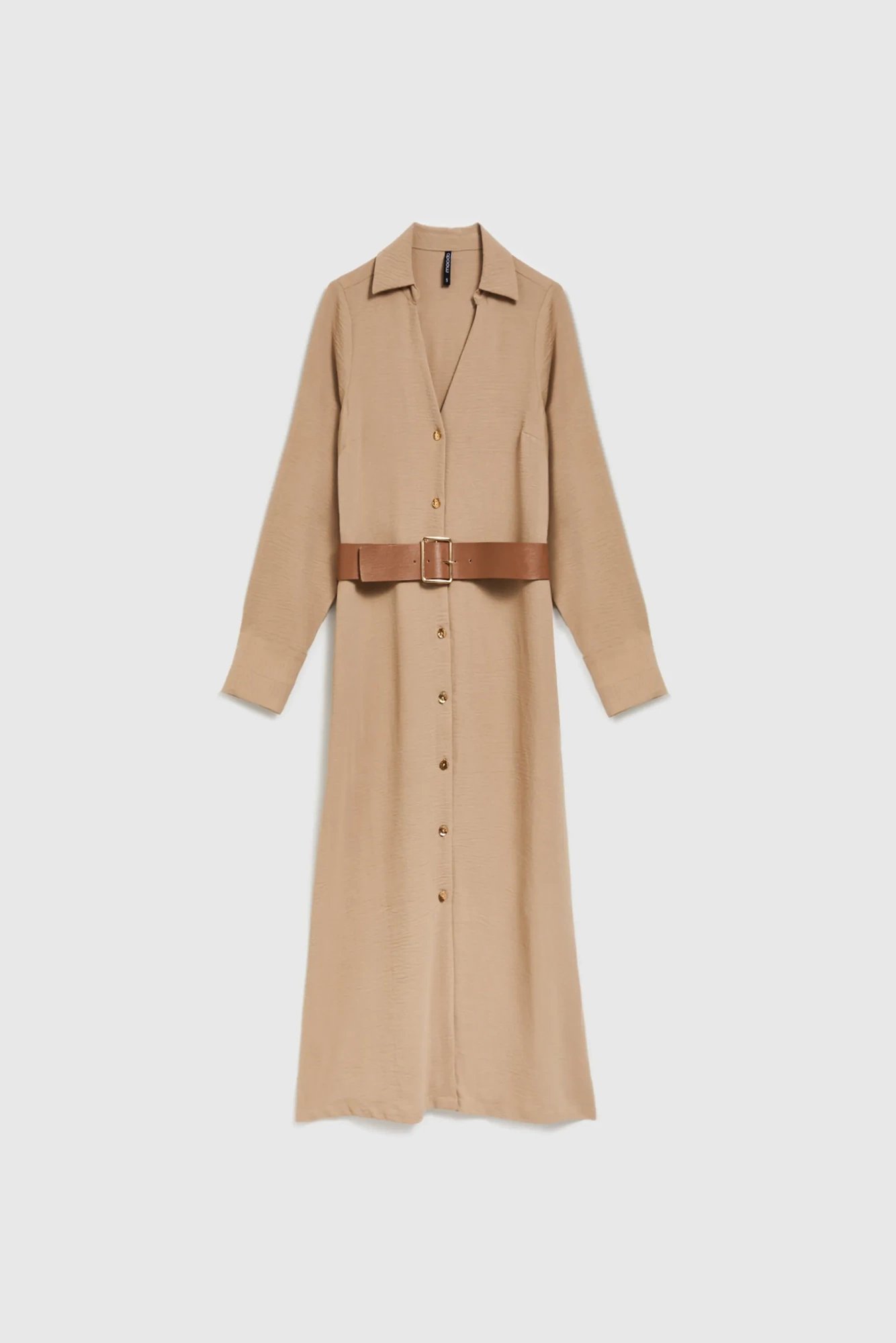 Marisse Beige Midi Dress With A Wide Belt