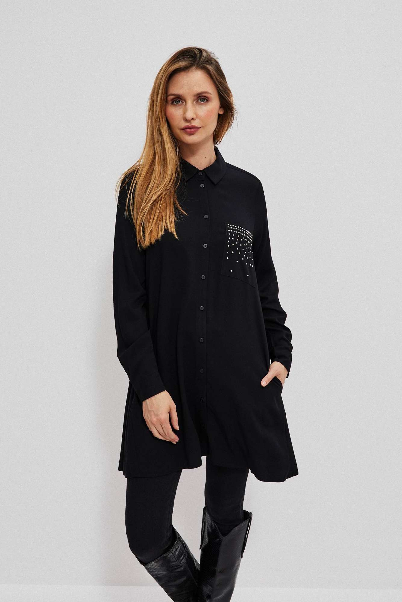 Shirt with decorative stones