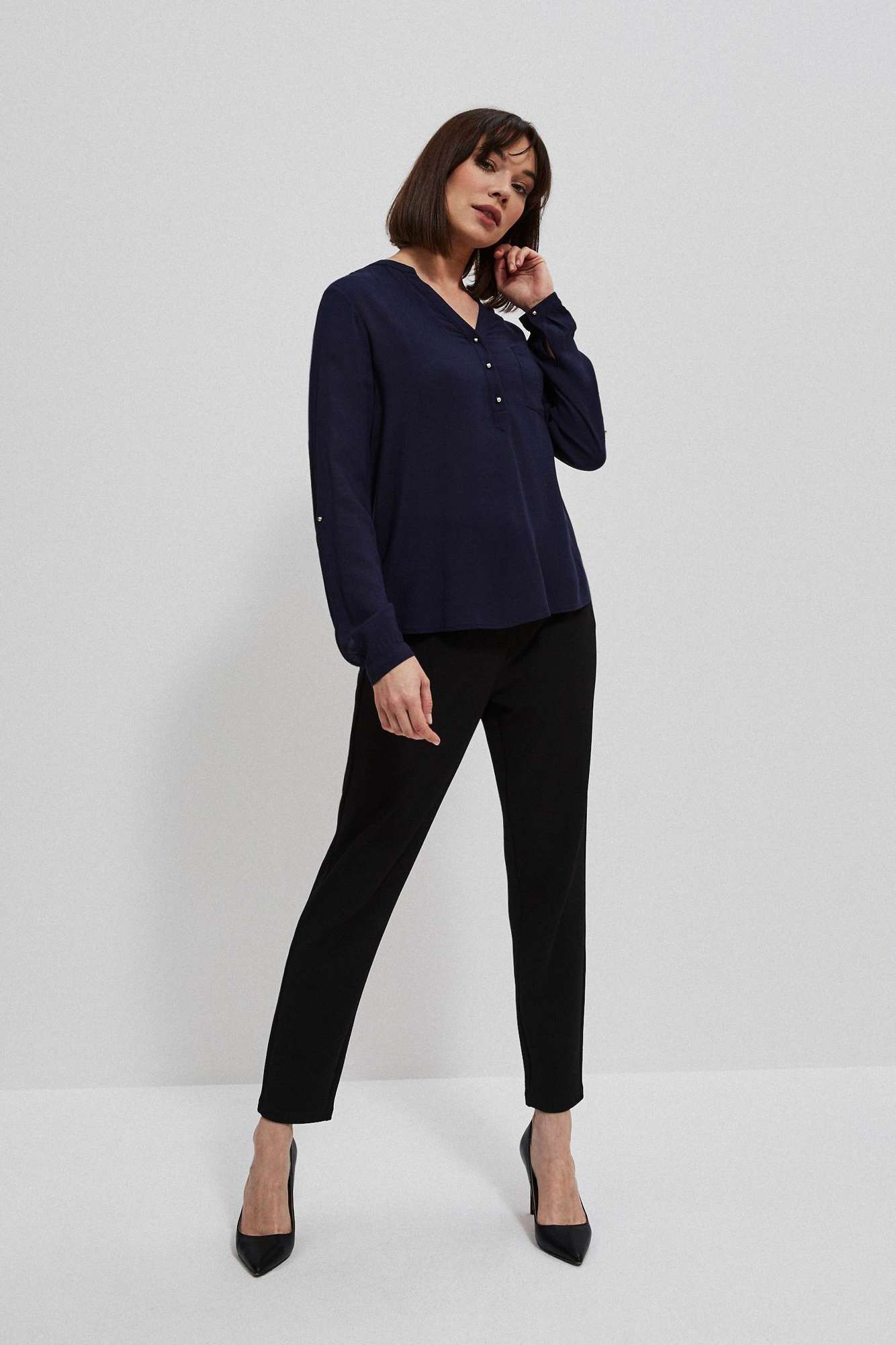 Viscose shirt with V-neck