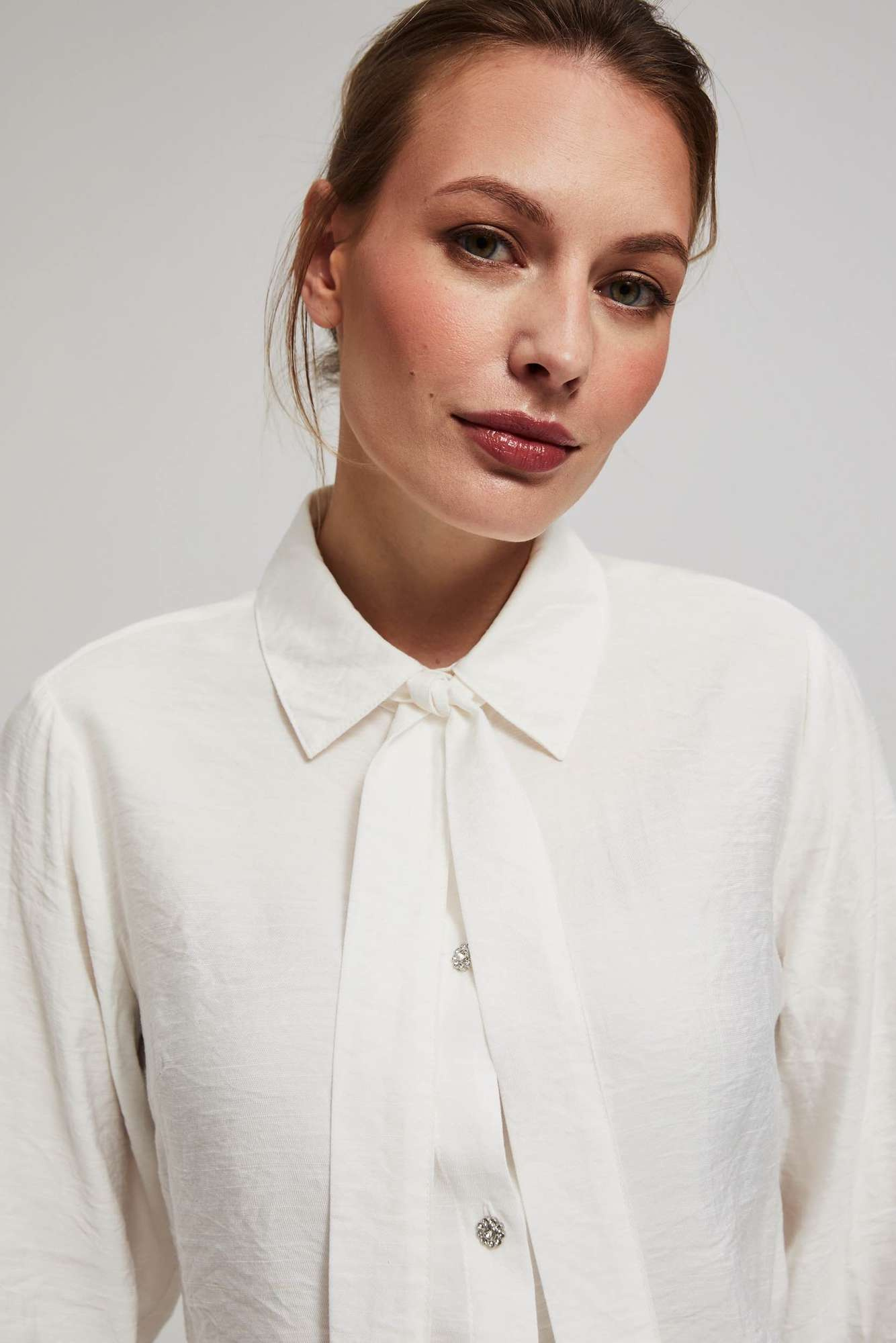 Shirt with a tied neckline