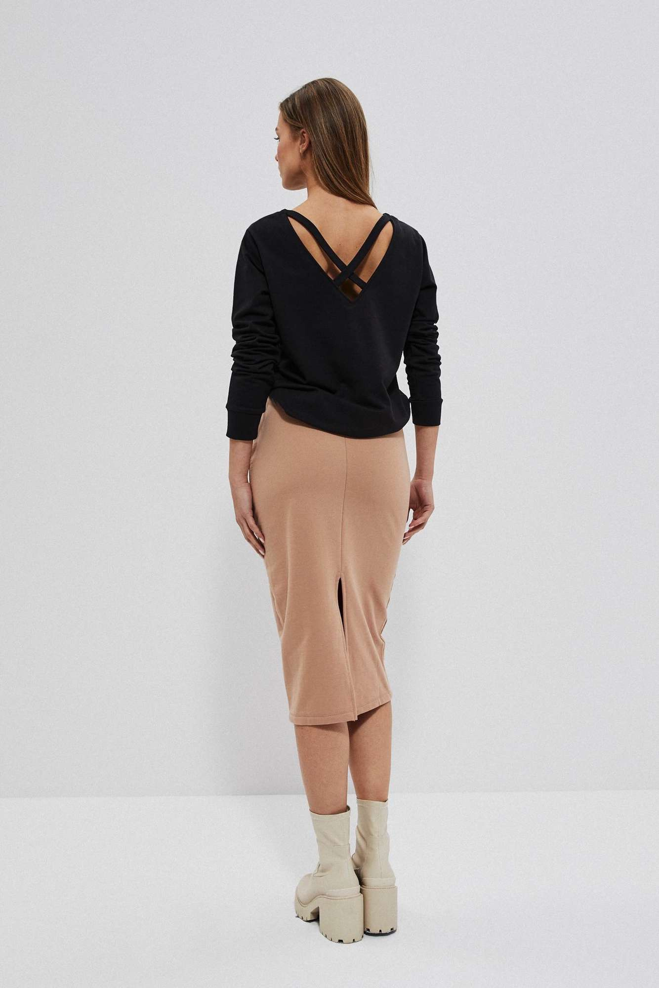 Knitted sweatshirt skirt - beige