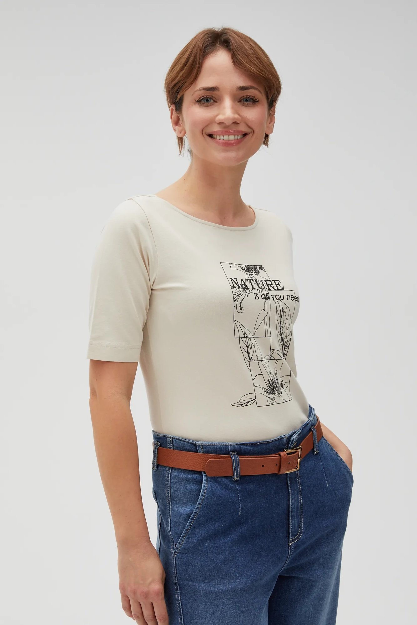 Marisse Women's T-Shirt L-Ts-4610 L.Beige