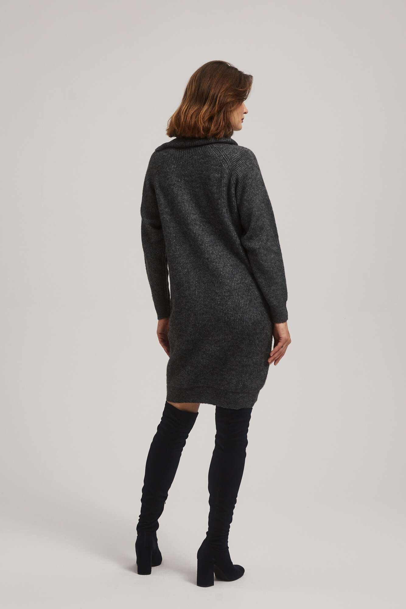 Marisse Graphite Turtleneck Sweater Dress