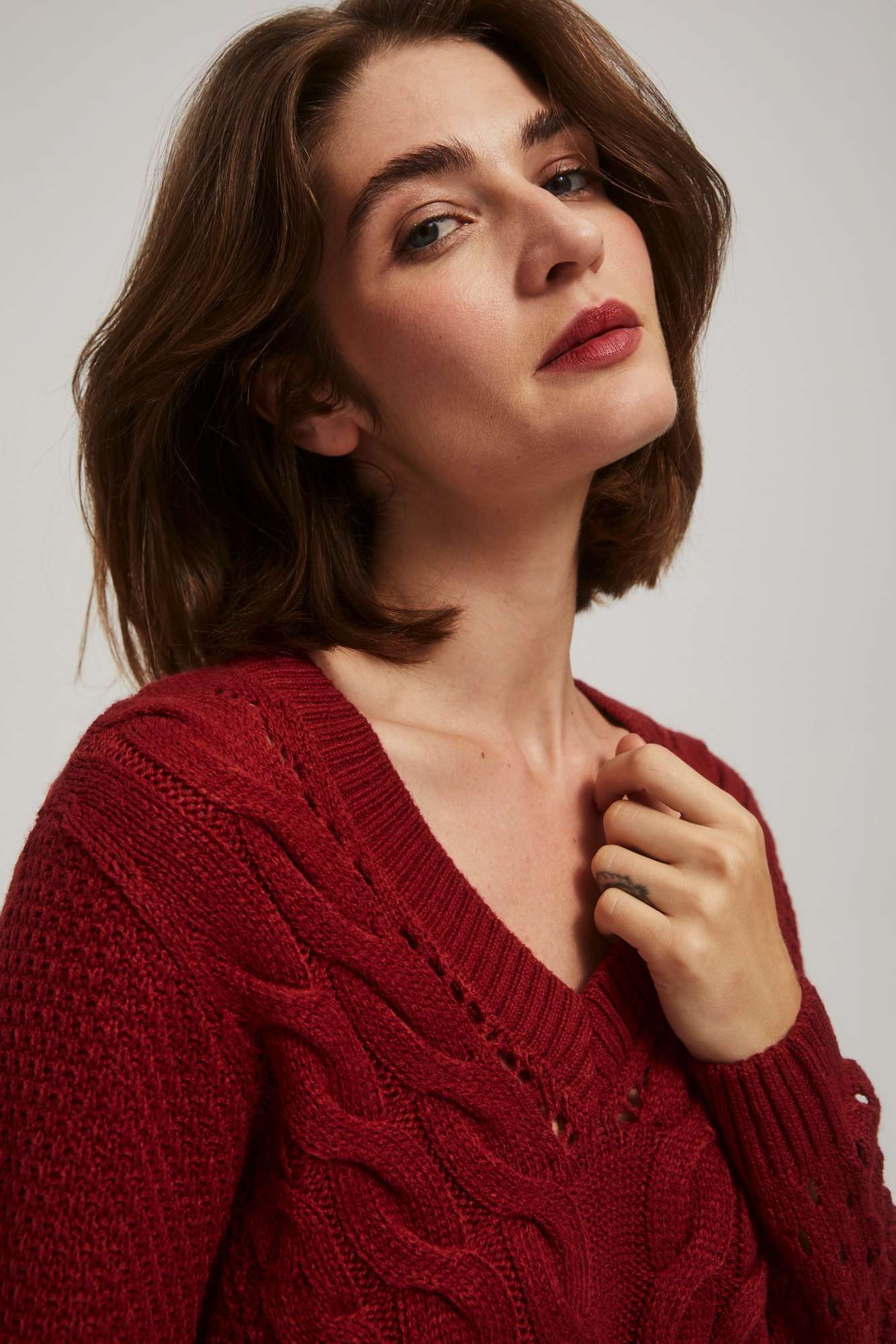 Openwork sleeve sweater