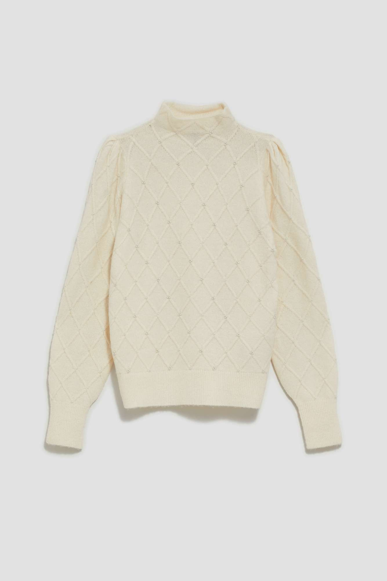 Turtleneck with geometric stitching