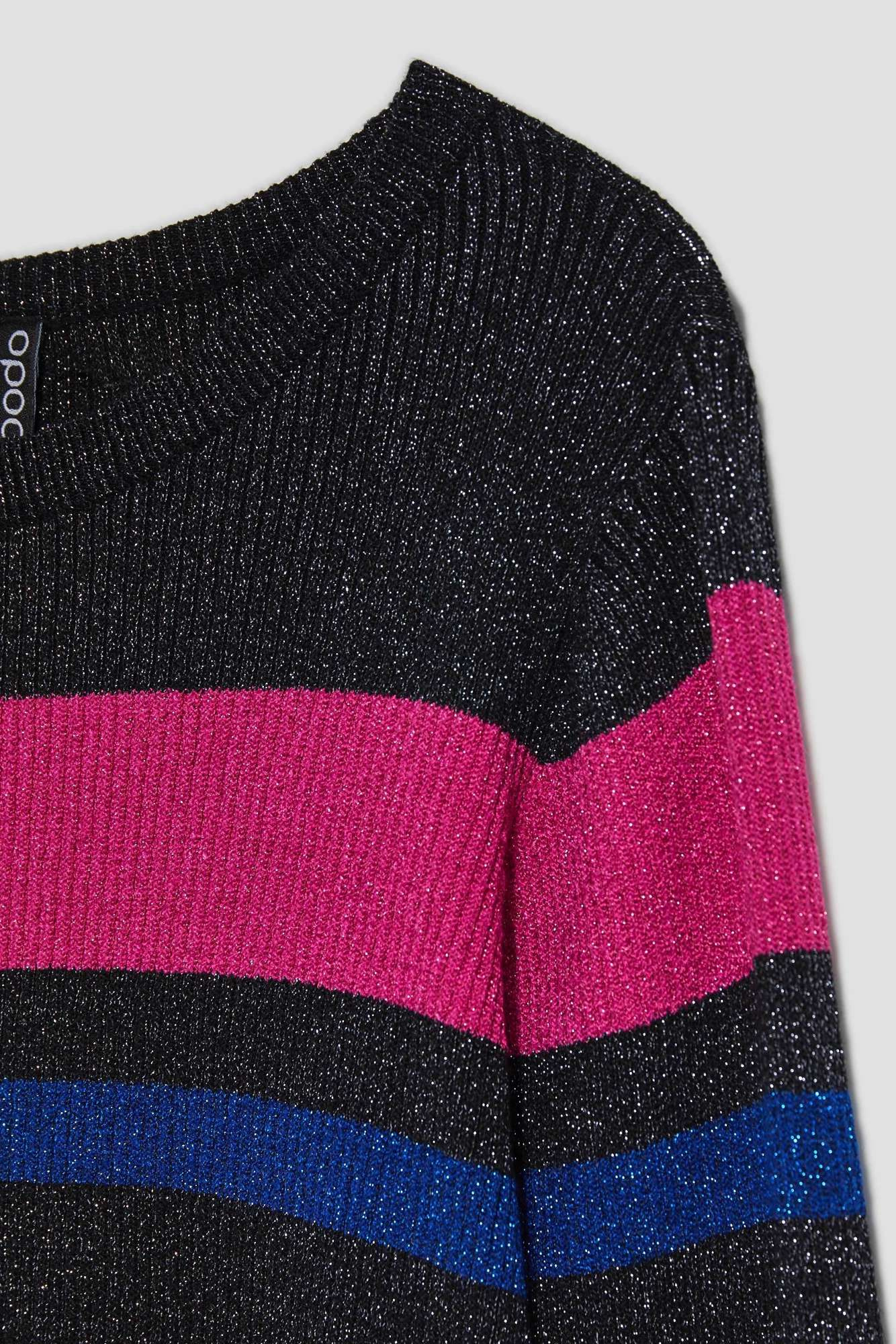 Striped sweater with metallic thread