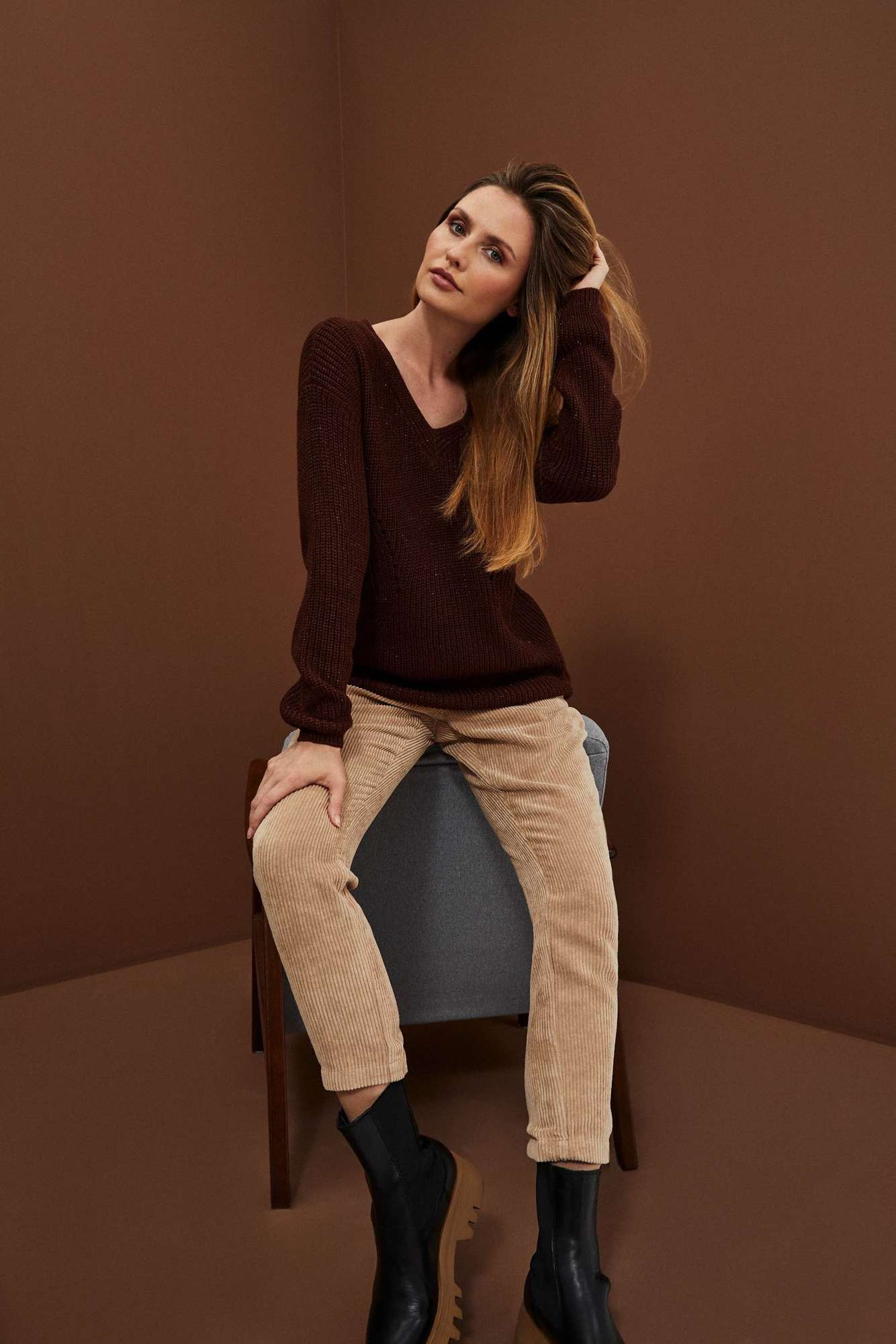 Sweater with metallic thread