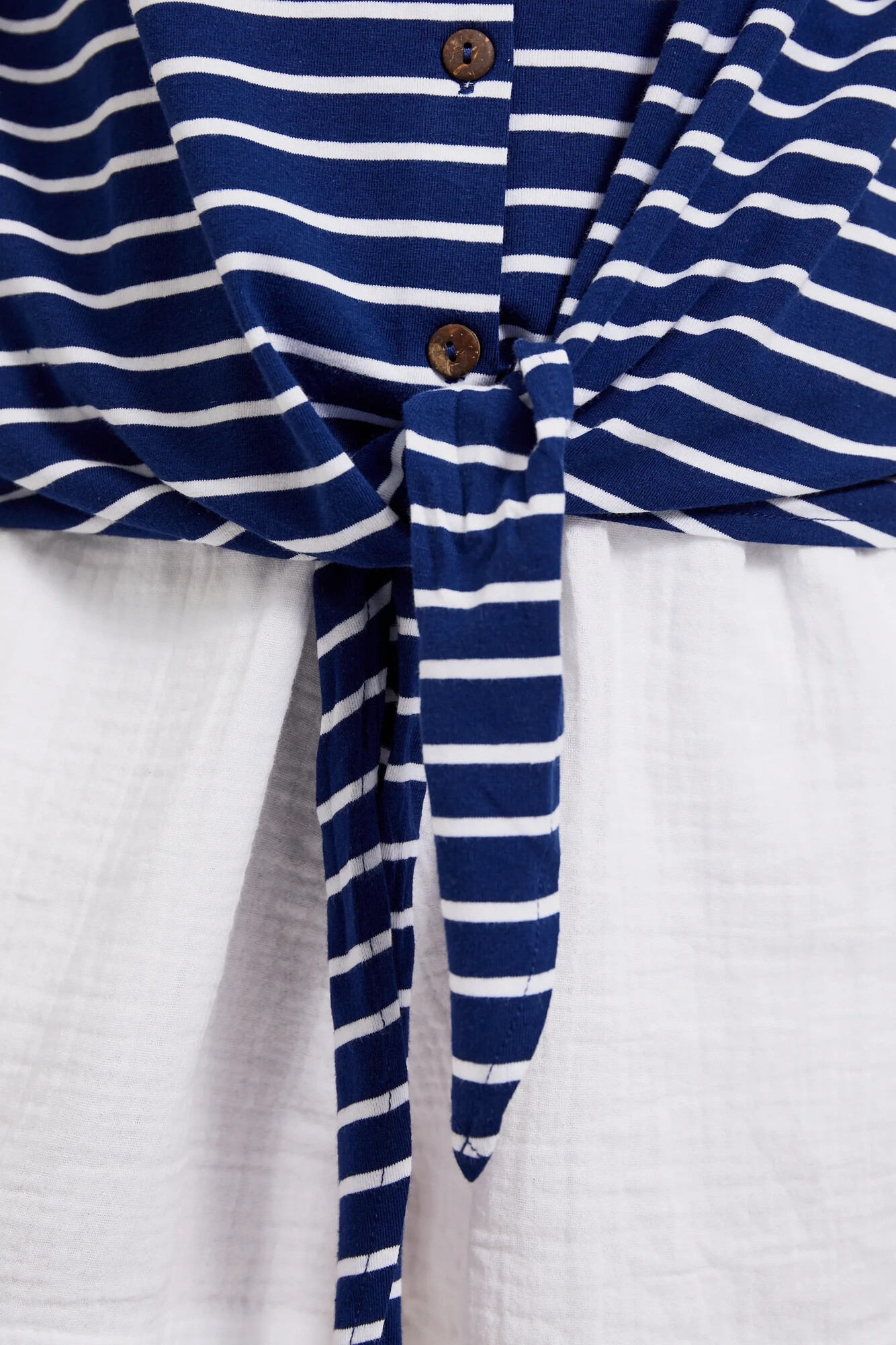 Women's top with tie MOODO - white/blue