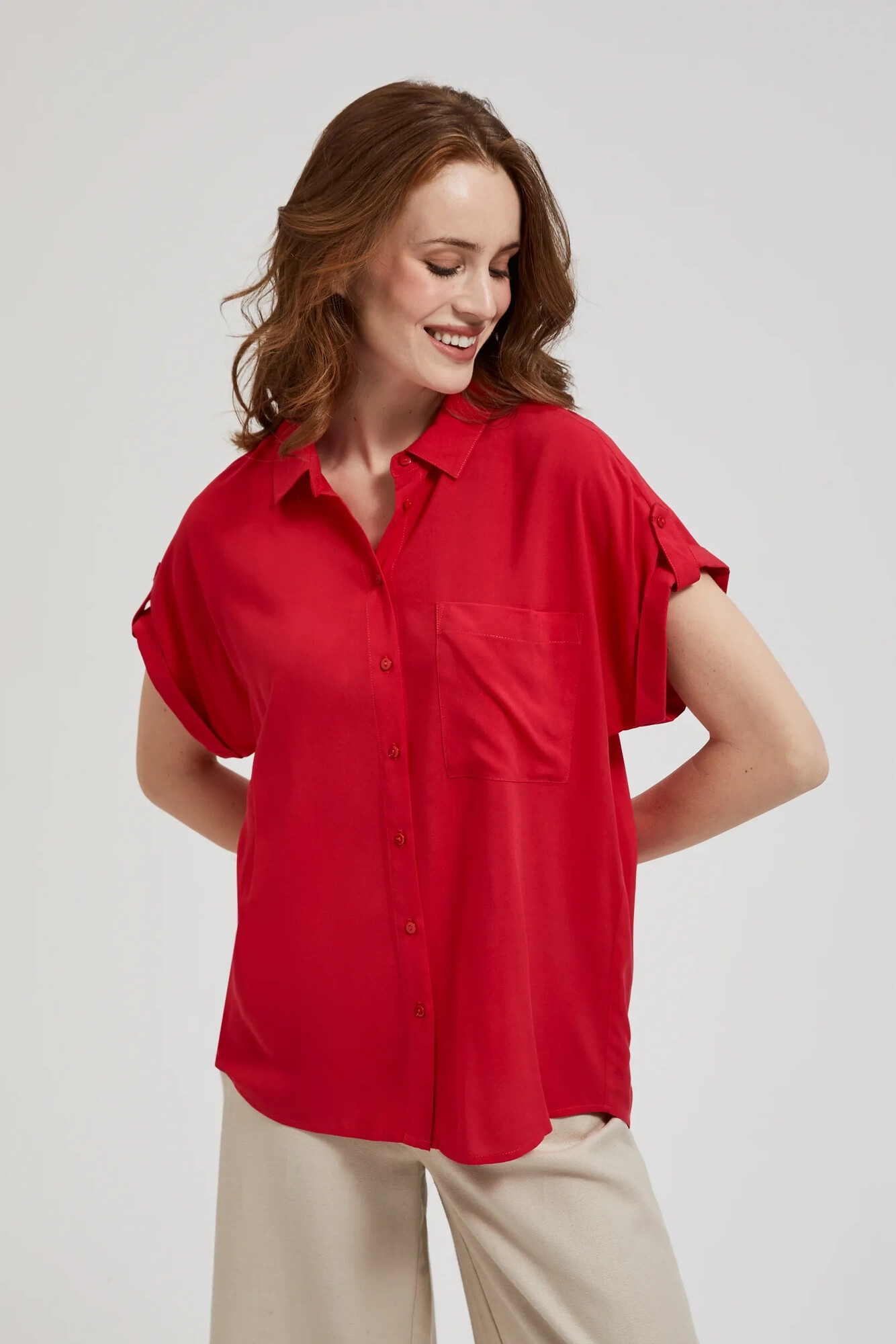 Women's shirt with pocket MOODO - red