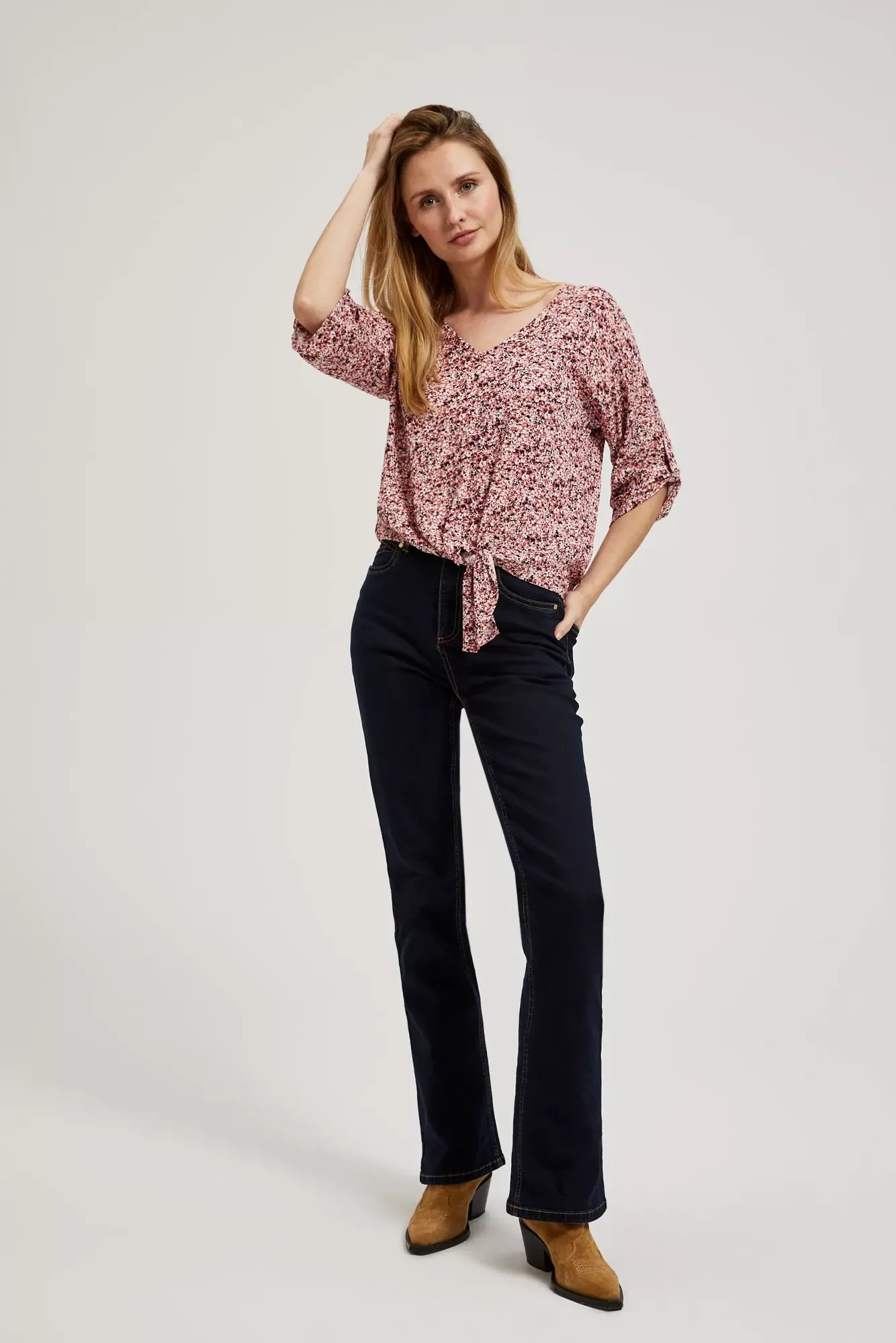 Ladies' patterned blouse MOODO - pink