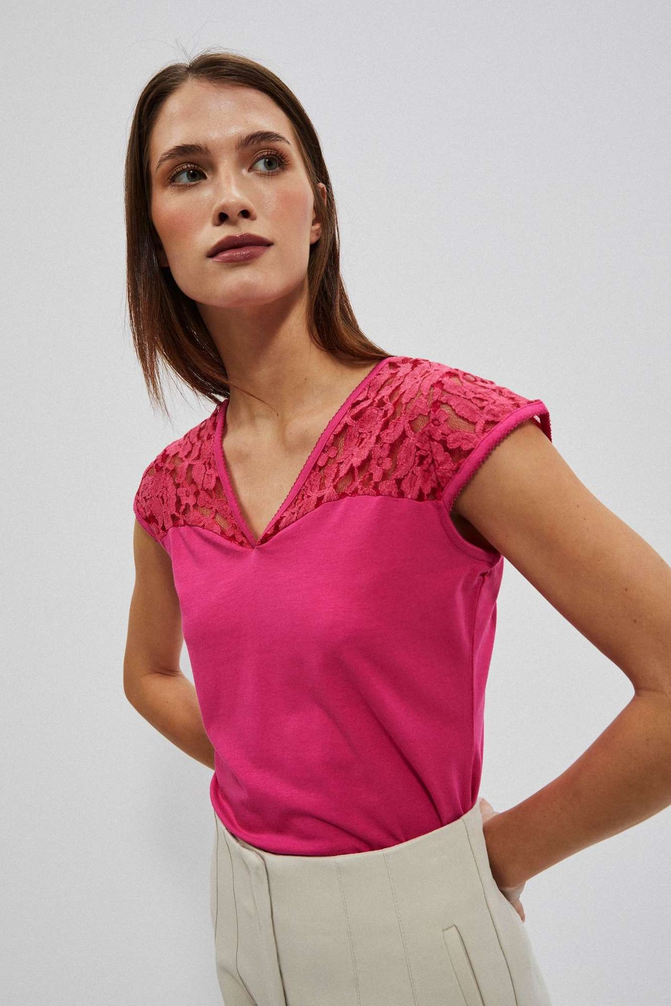 V-neck blouse with lace