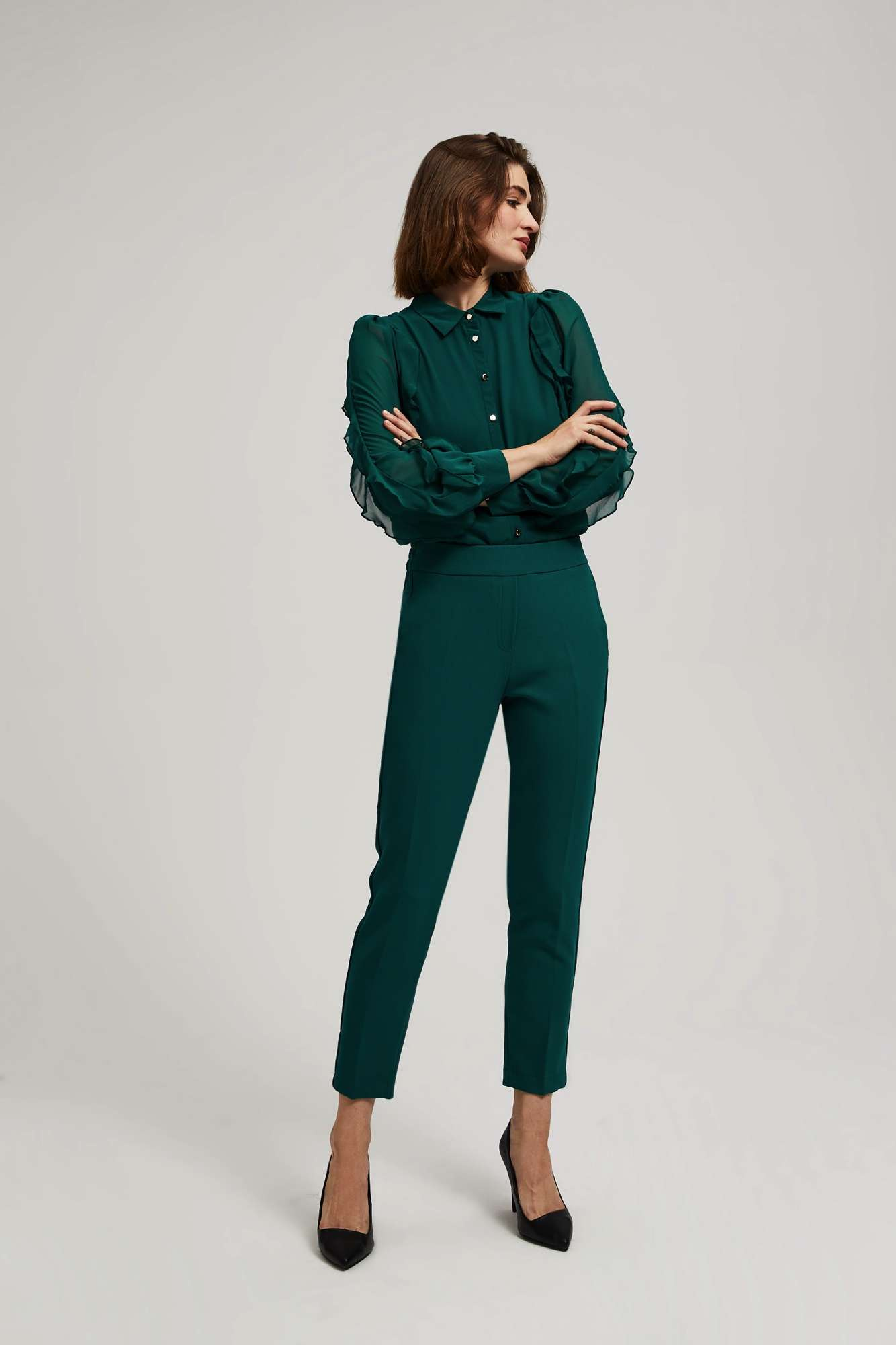 Marisse Emerald Green 7/8 Leg Crease Trousers
