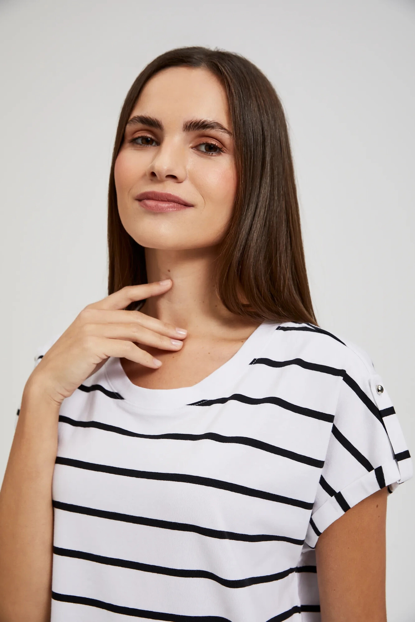 Women's striped T-shirt MOODO - white