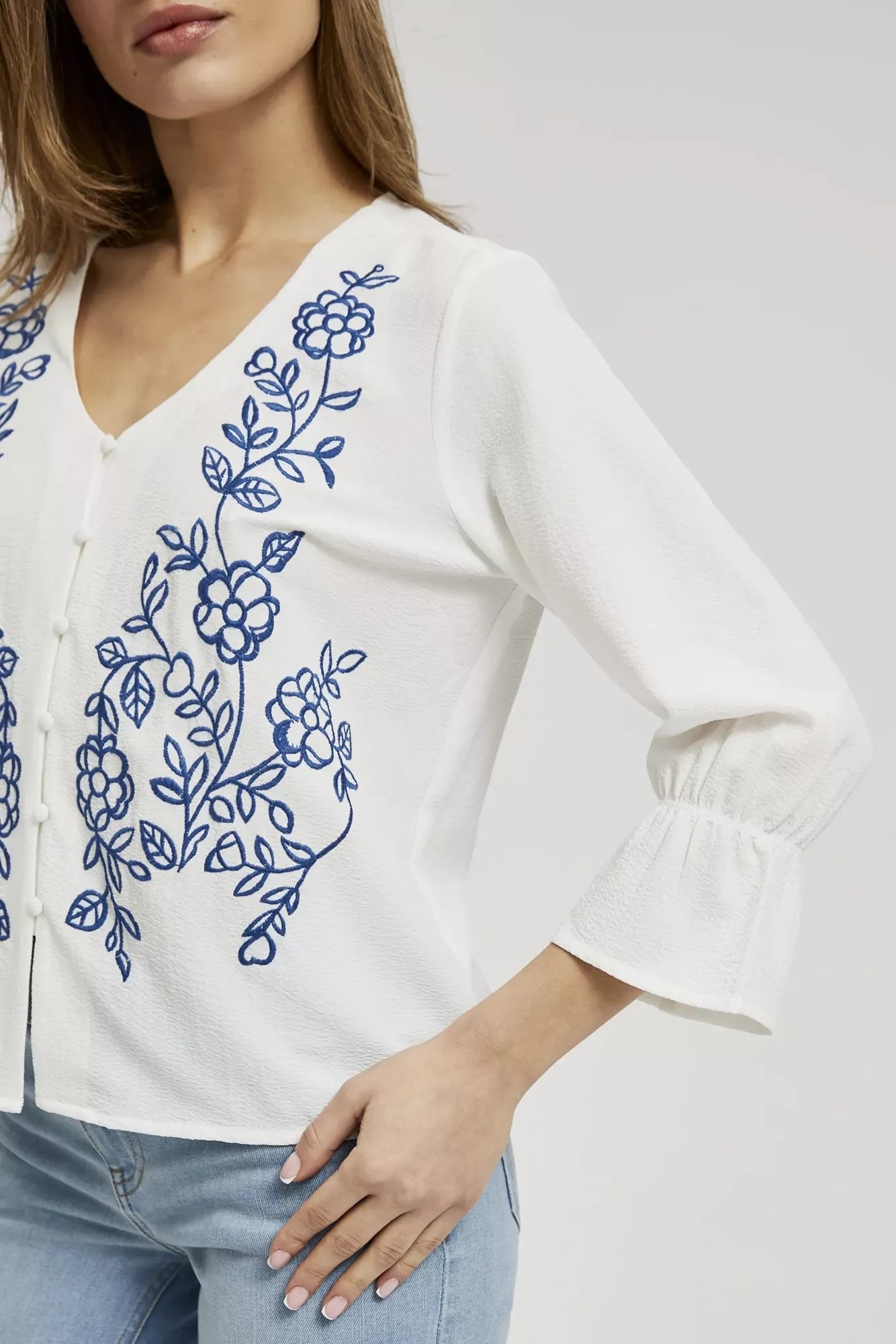 Women's shirt with MOODO pattern - white