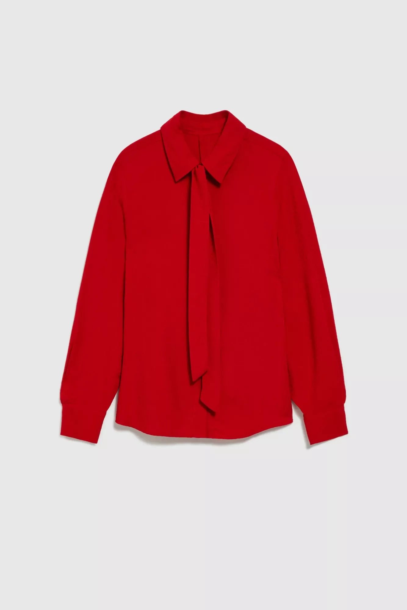 Marisse Red Tie-Neck Shirt