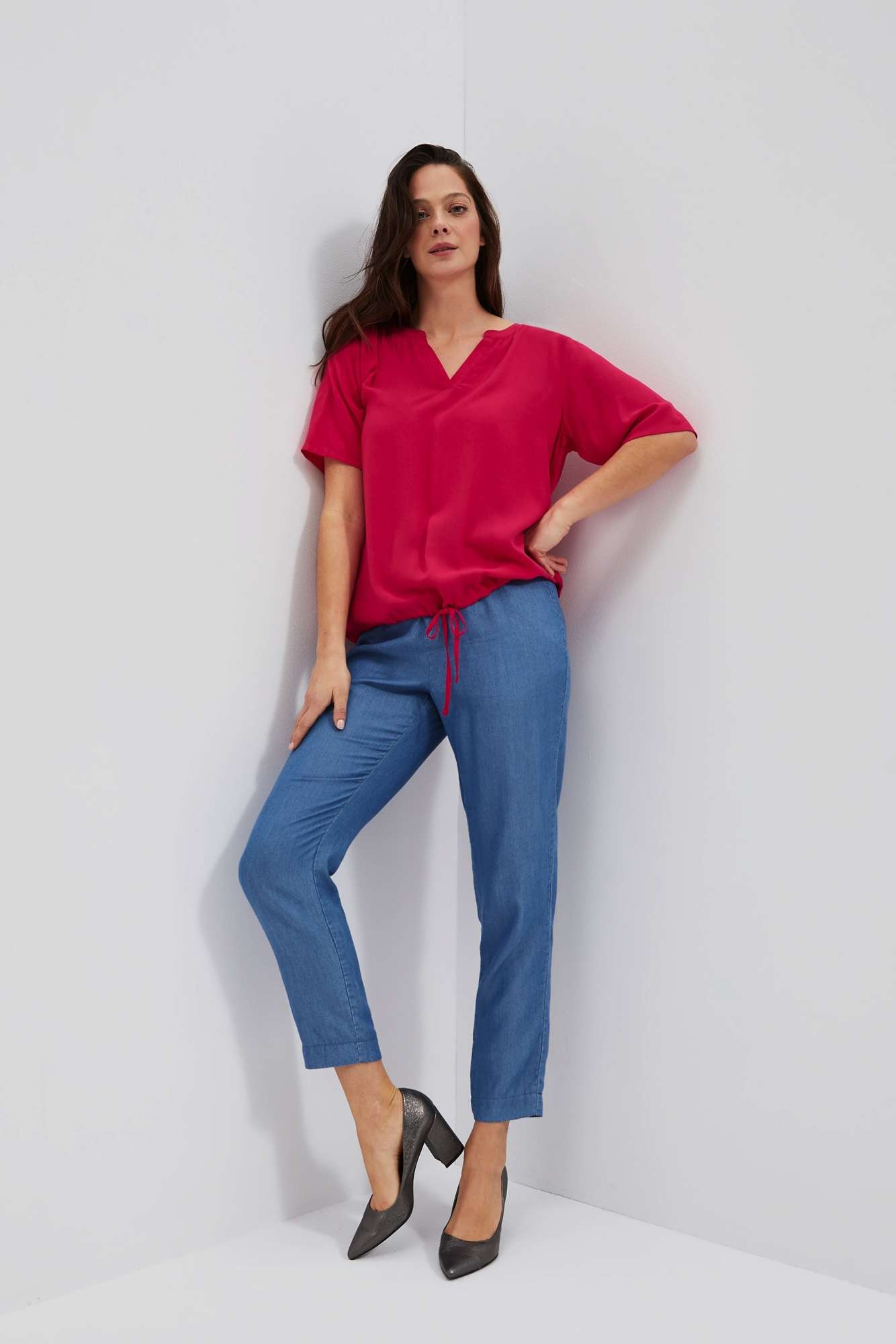 WOMEN'S SHIRT L-KO-4032 STRAWBERRY