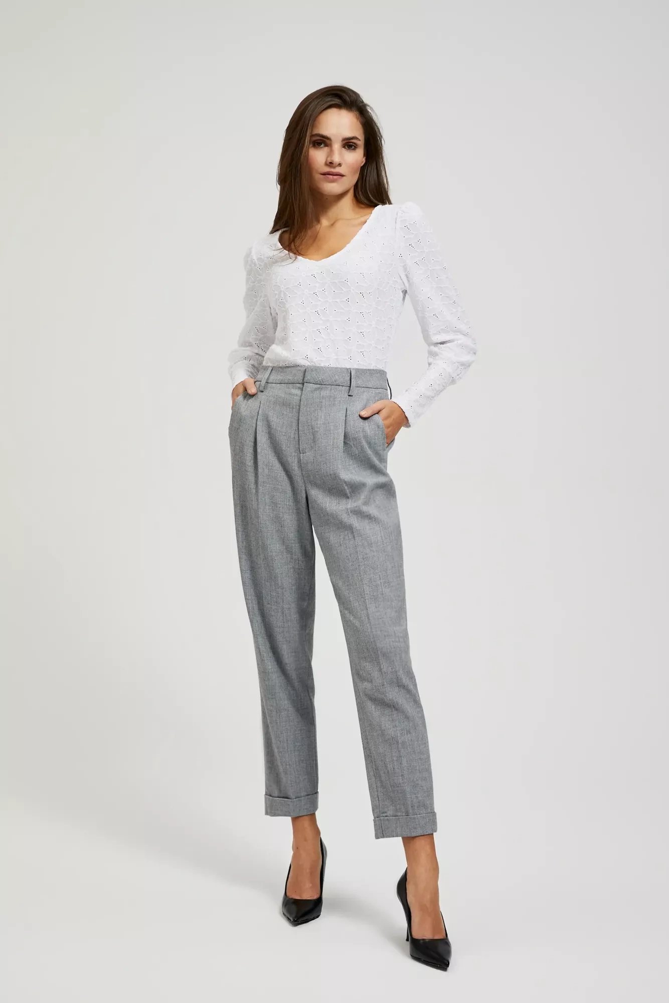 Openwork blouse with a V-neck