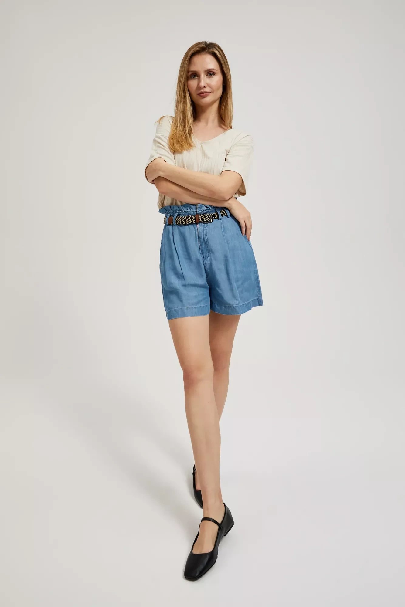 Women&#039;s denim shorts MOODO - light blue