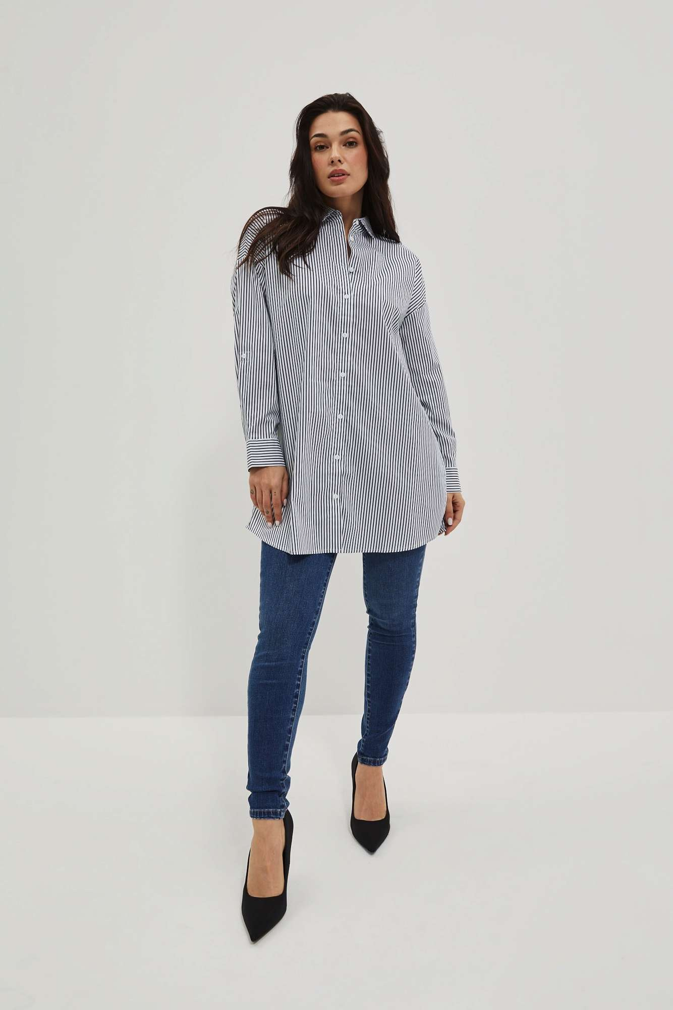 WOMEN'S SHIRT L-KO-4016 BÍLÁ_NAVY