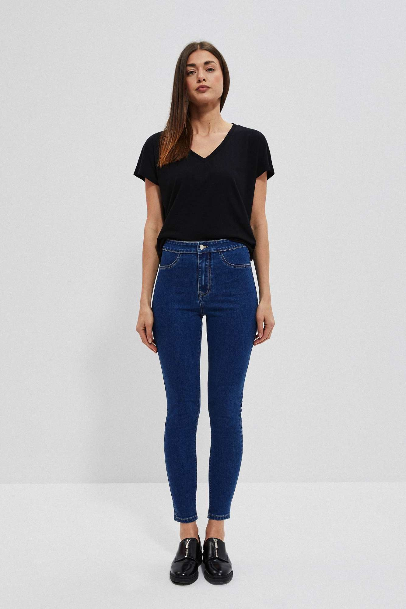 Blugi skinny cu talie înaltă