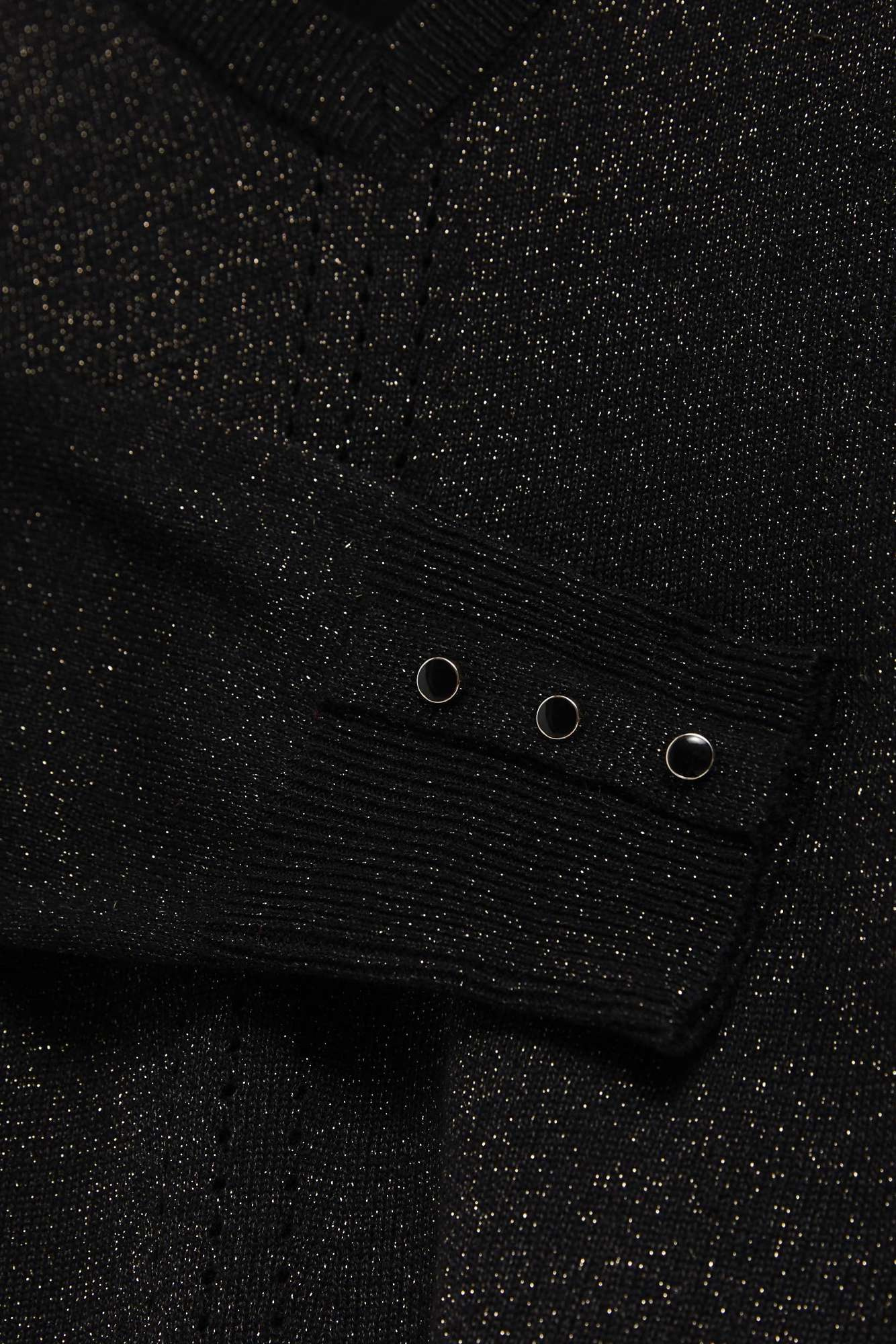 Sweater with metal thread and V-neck