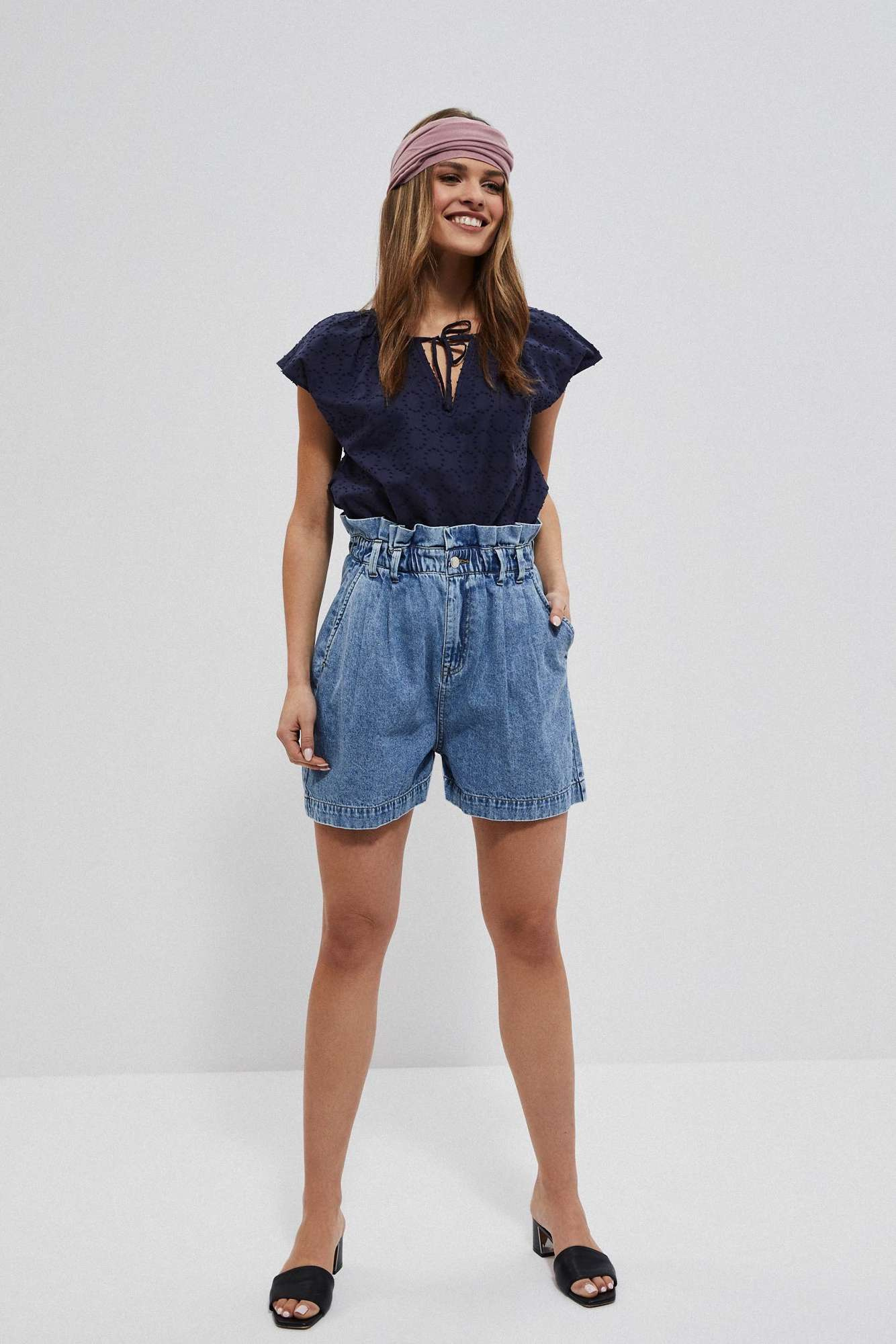 Cotton shirt blouse - dark blue