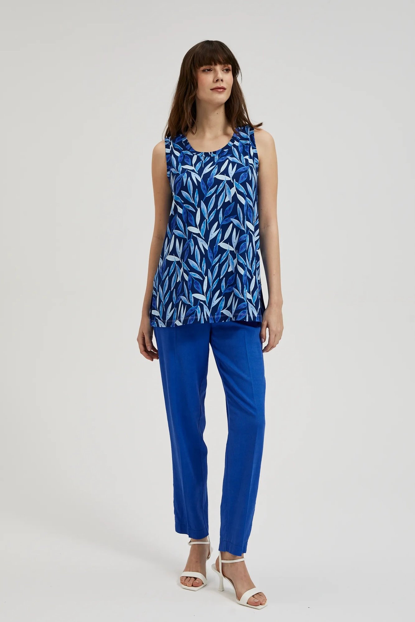 Women's tank top with MOODO print - navy blue