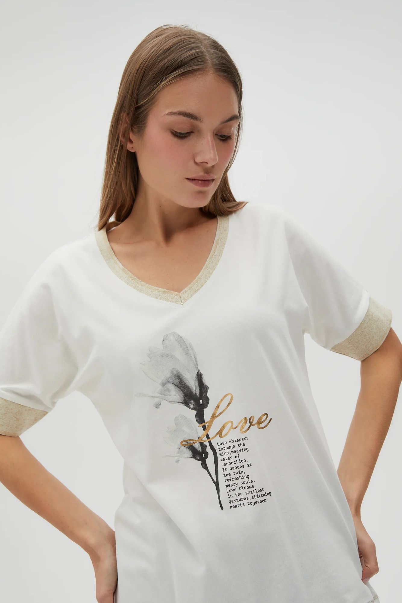Marisse Women's T-Shirt L-Ts-4609 Off White