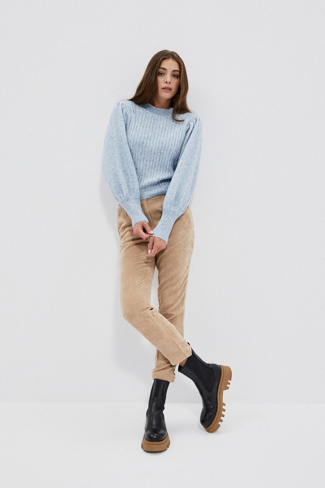 Sweater with fluffy sleeves