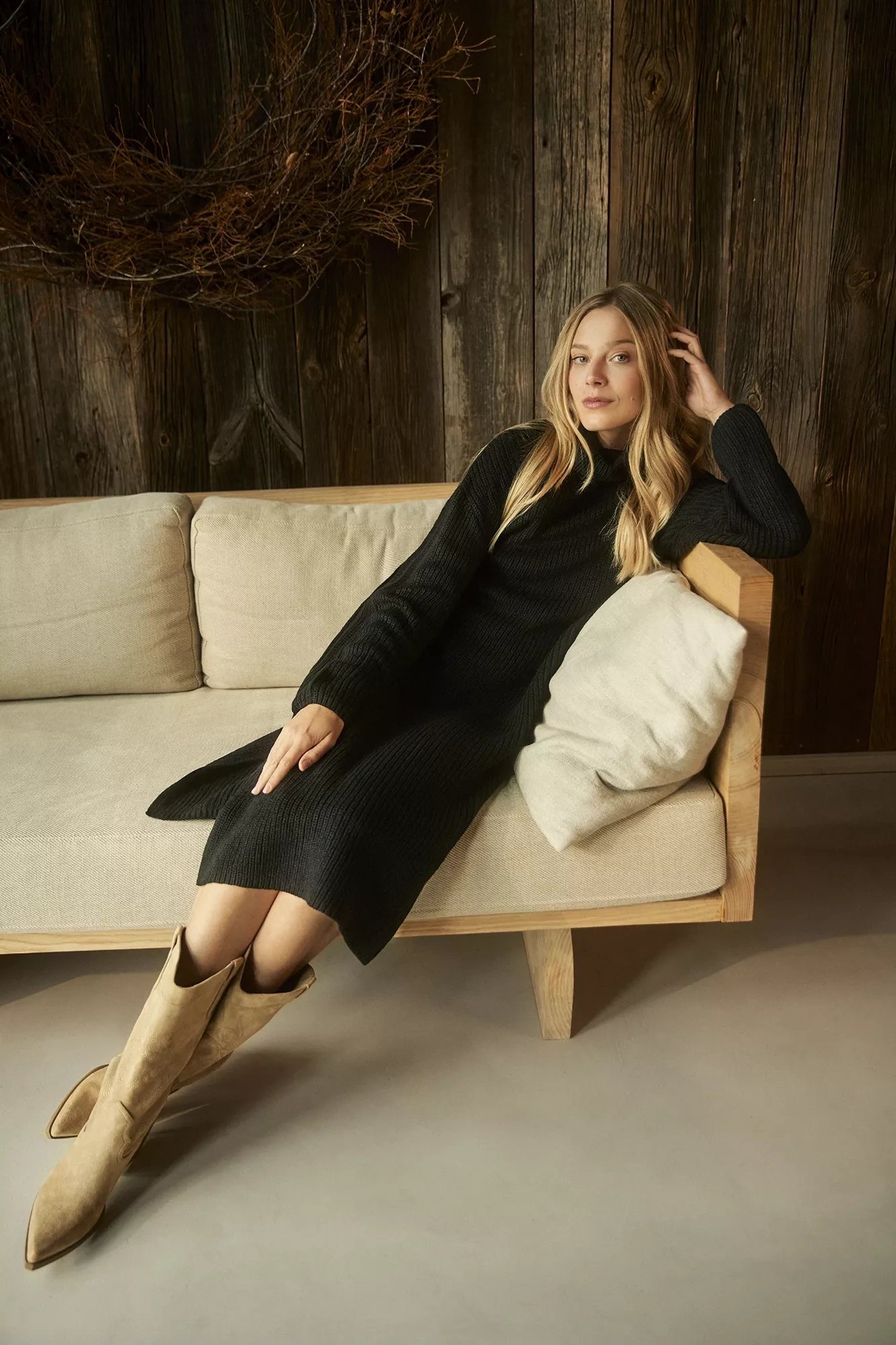 Marisse Black Turtleneck Sweater Dress