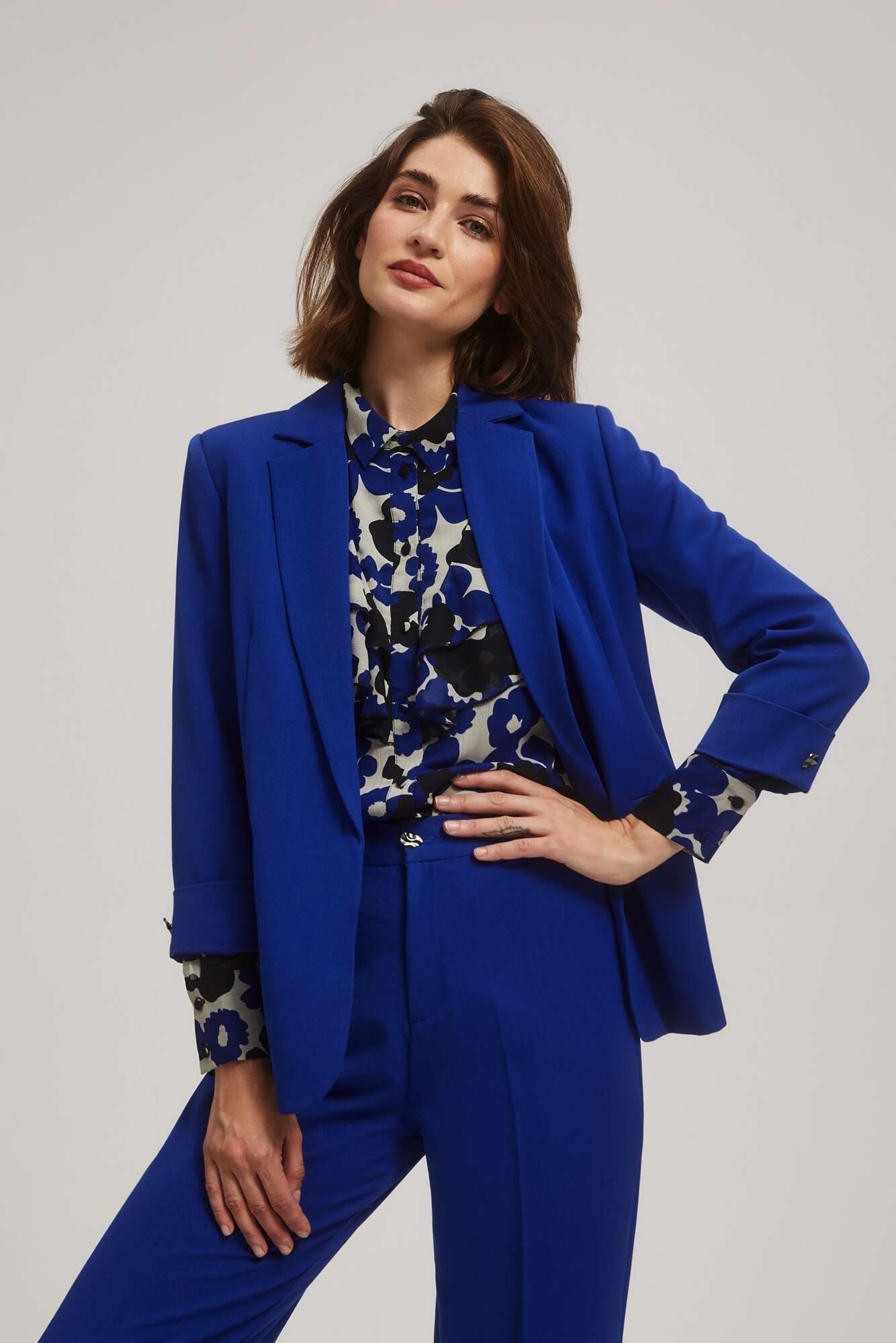 Marisse Smooth Jacket With 3/4 Sleeves, Blue