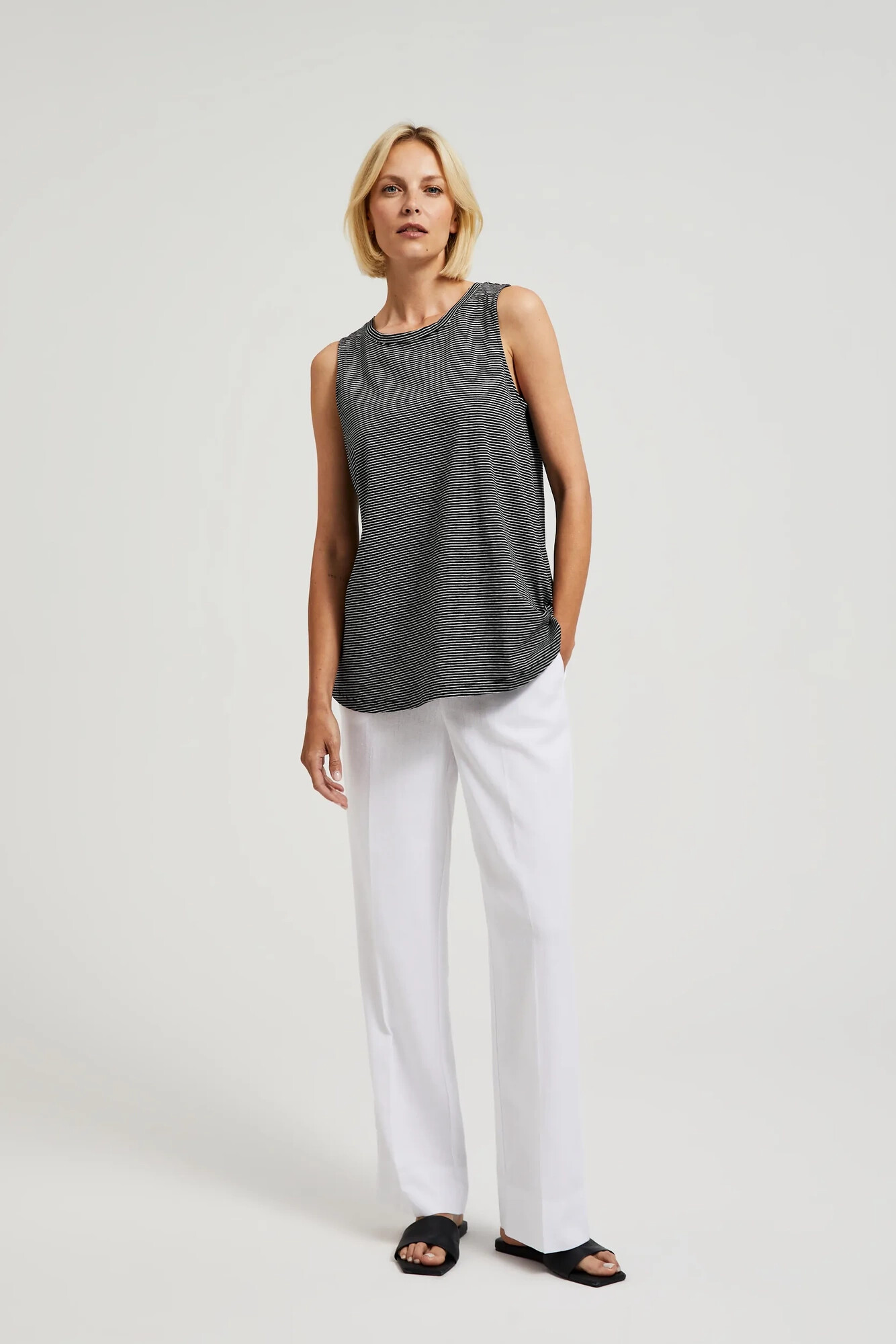 Women's striped top MOODO - black/white