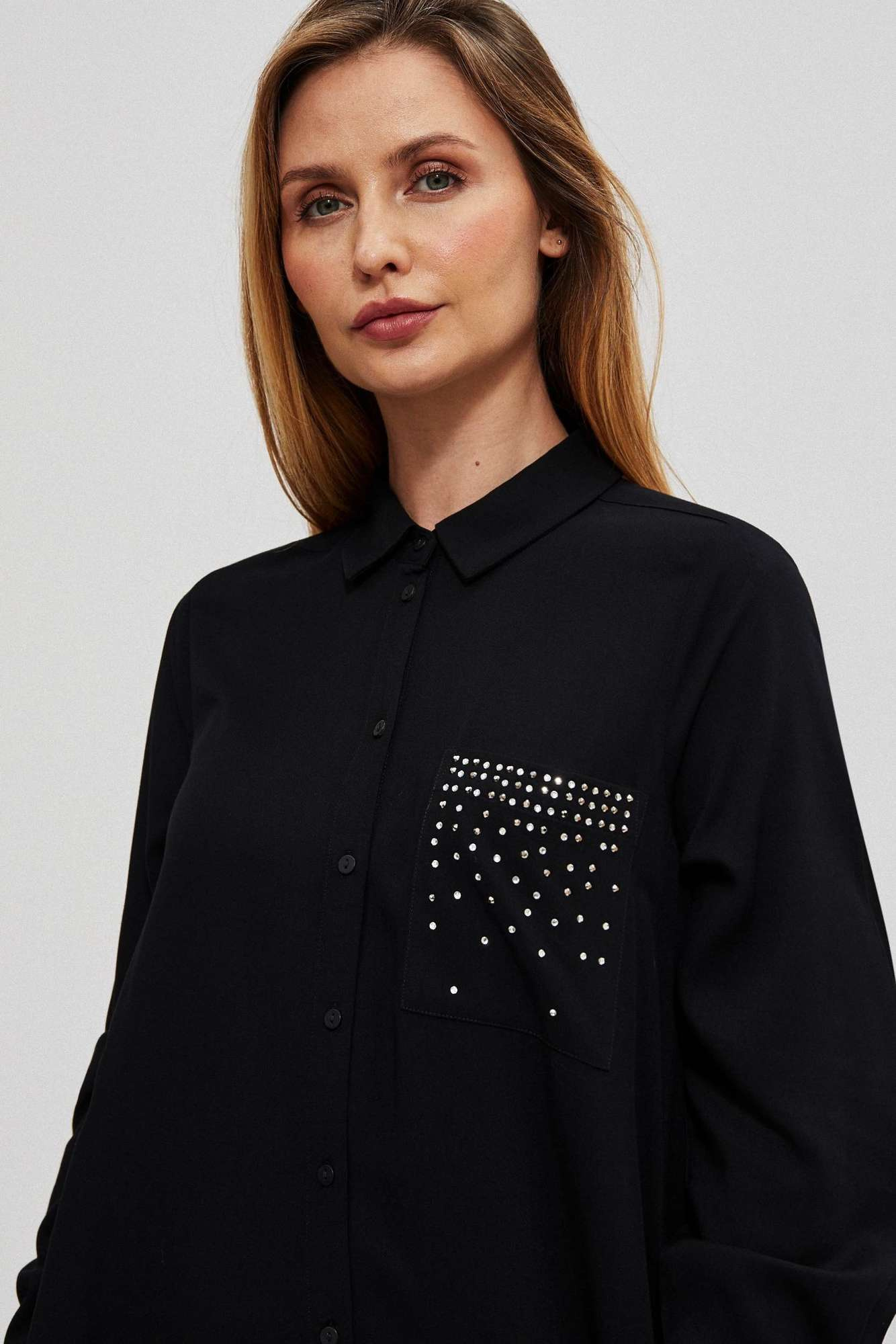 Shirt with decorative stones