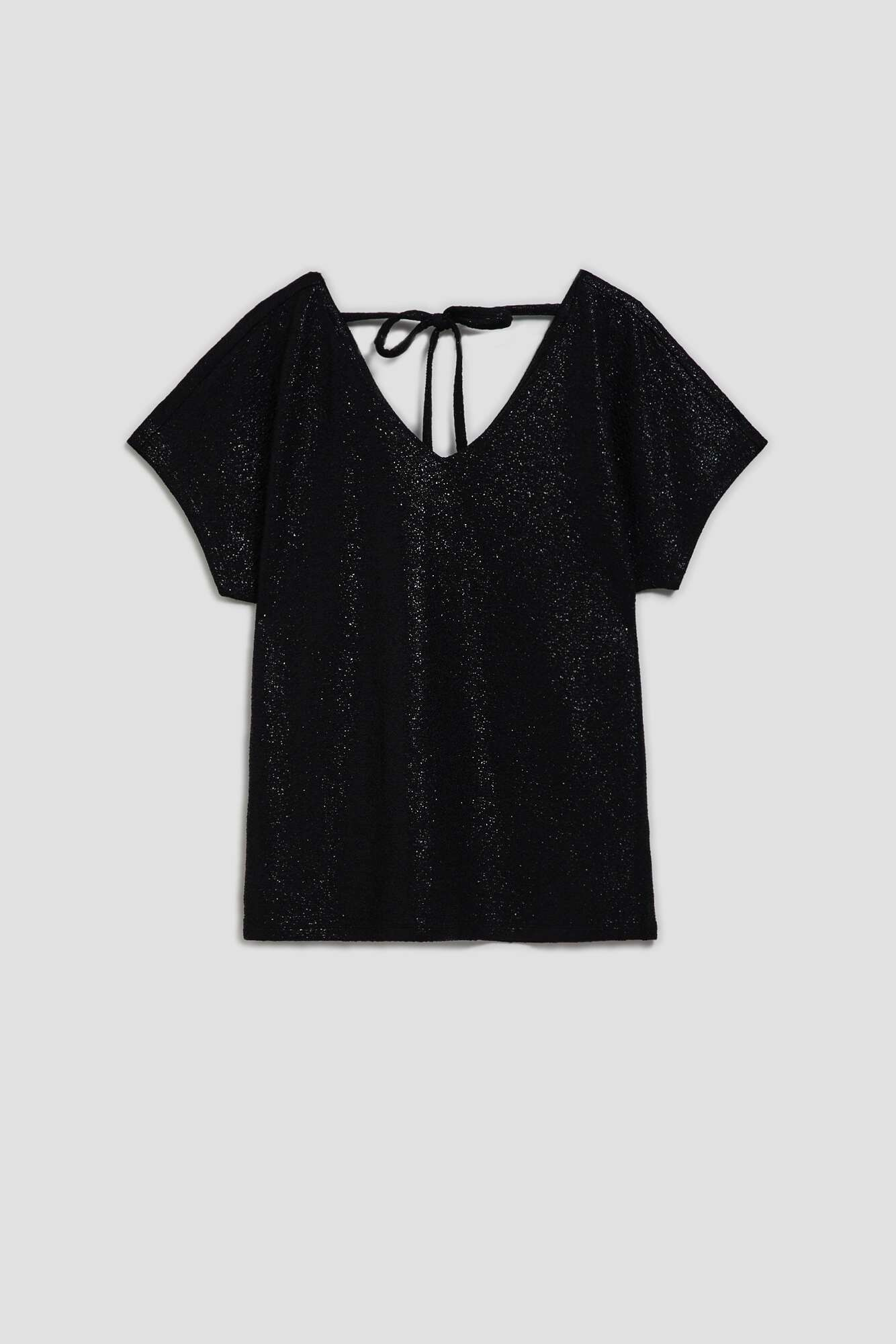 Marisse Elegant V-Neck Blouse Made Of Shiny Black Fabric