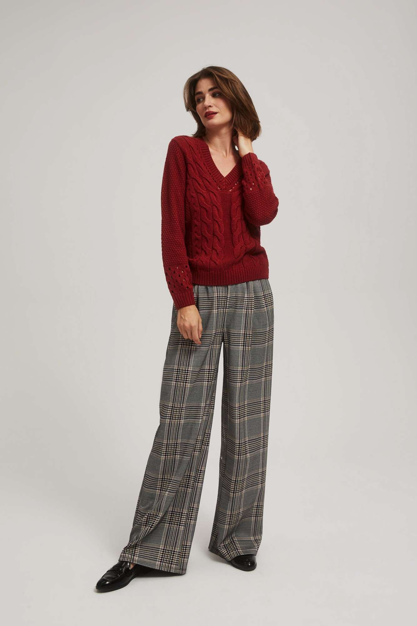 Openwork sleeve sweater