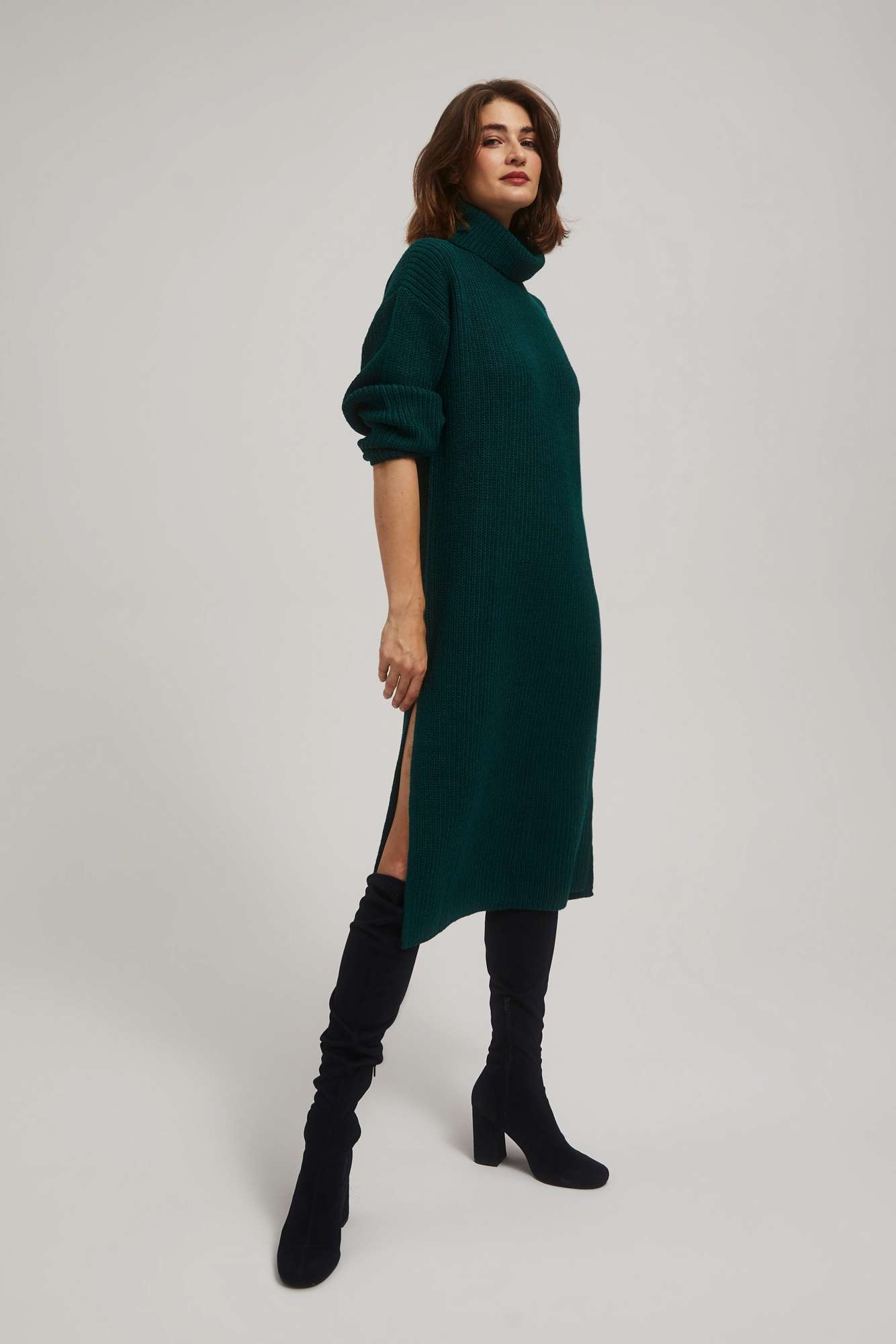 Marisse Emerald Turtleneck Sweater Dress