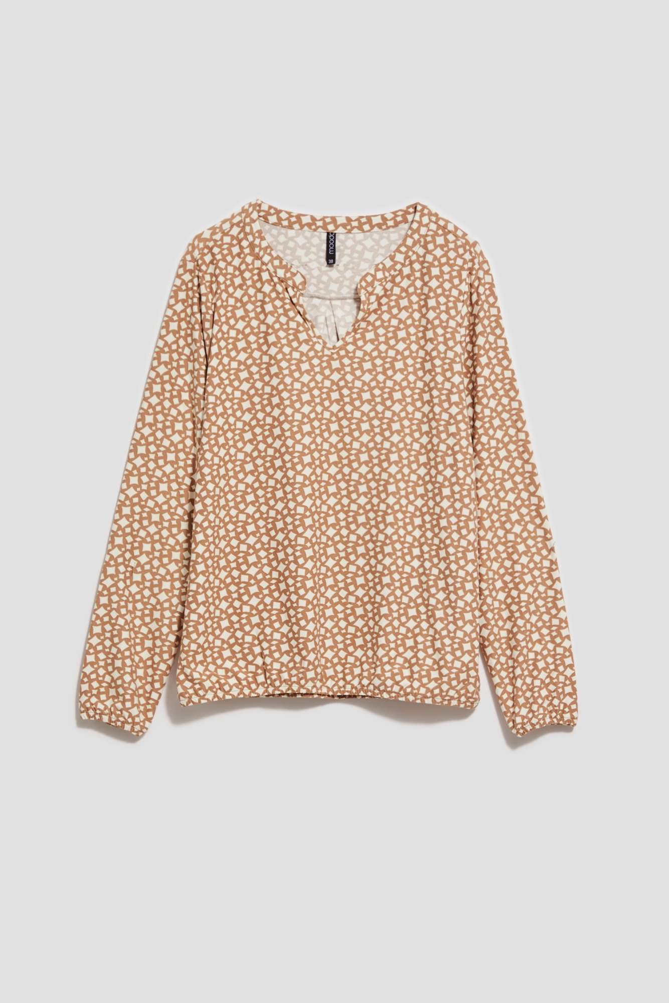 Patterned blouse with V-neck