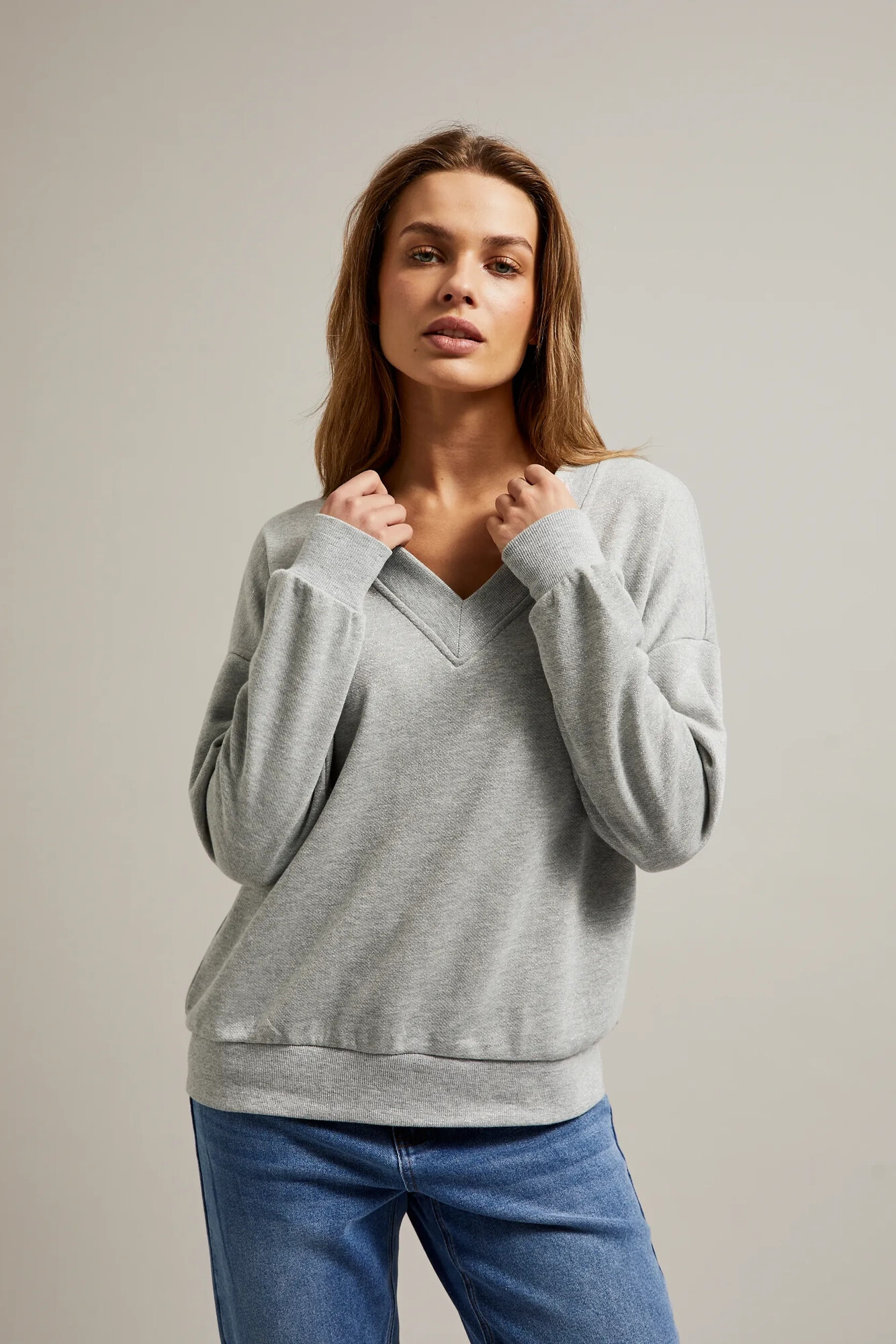 Marisse Women's Sweatshirt Z-Bl-4501 Grey Mel