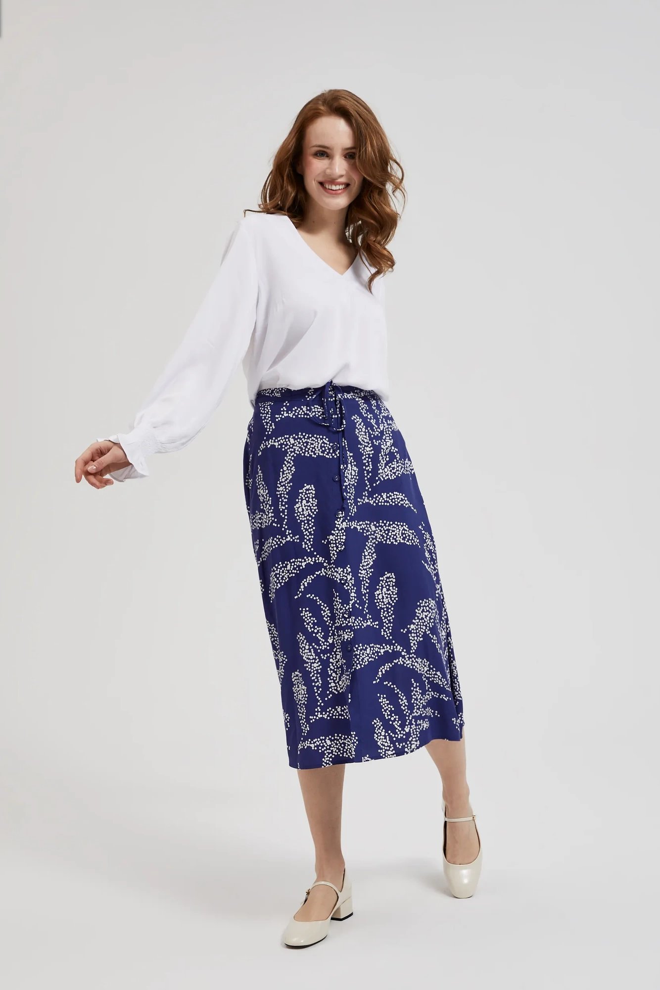 Women's blouse with lace on the back MOODO - white