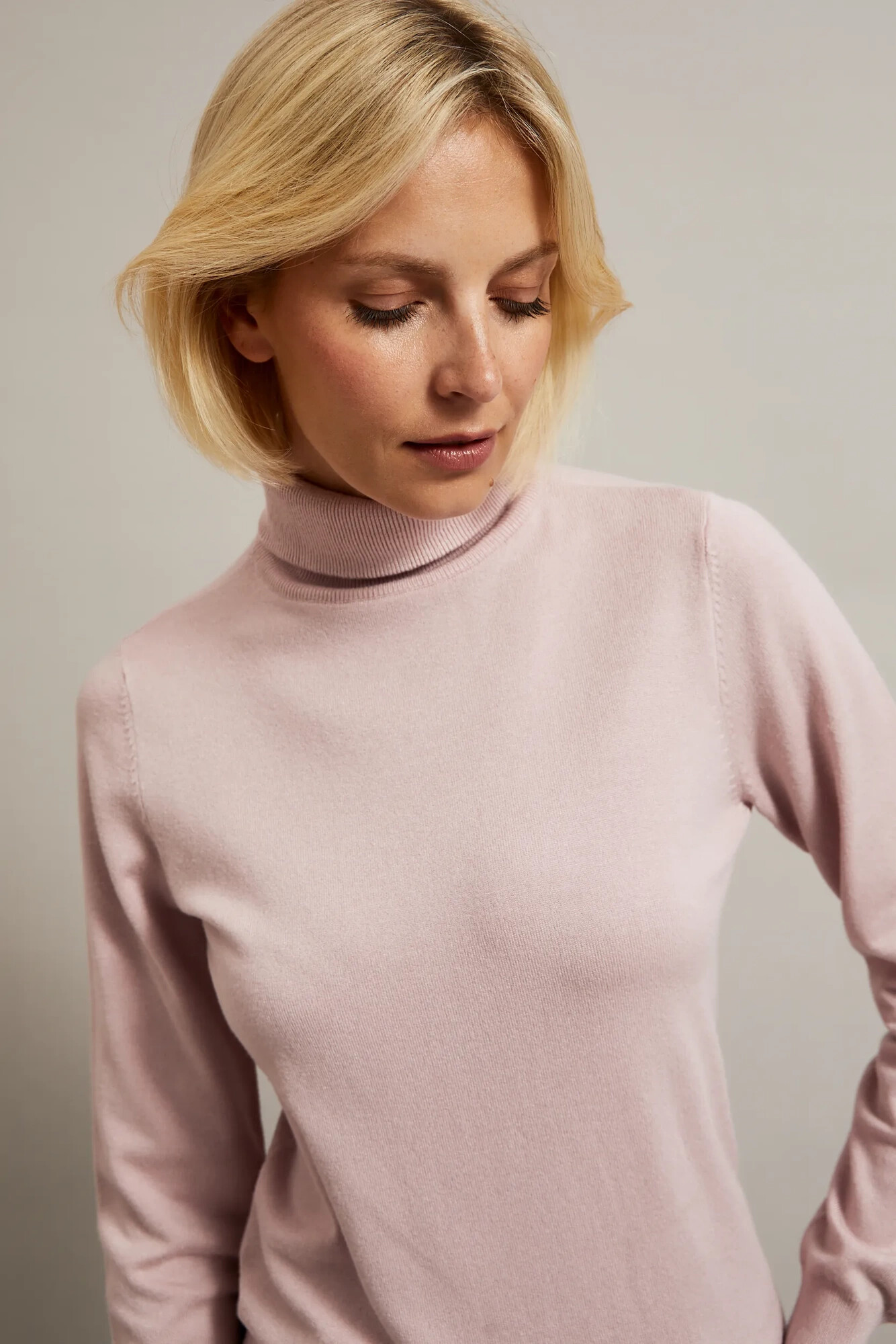 Plain pink turtleneck sweater