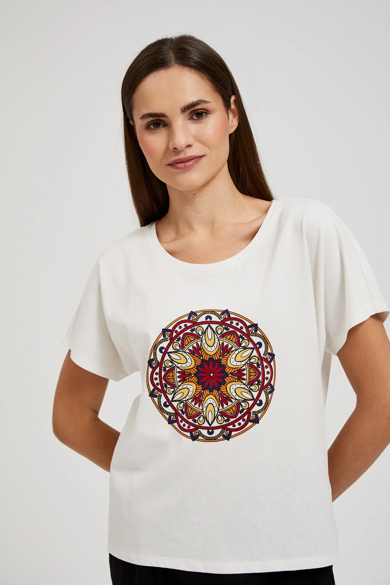 Women's T-shirt with MOODO print - white