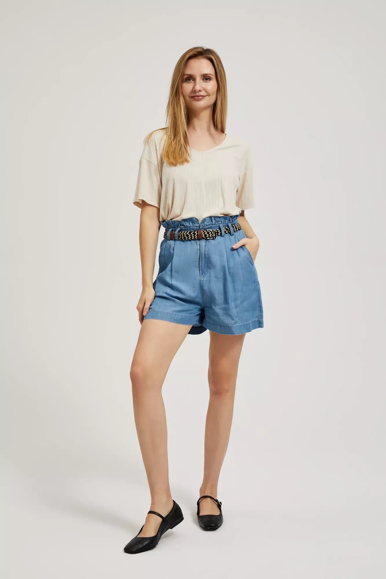 Women&#039;s denim shorts MOODO - light blue