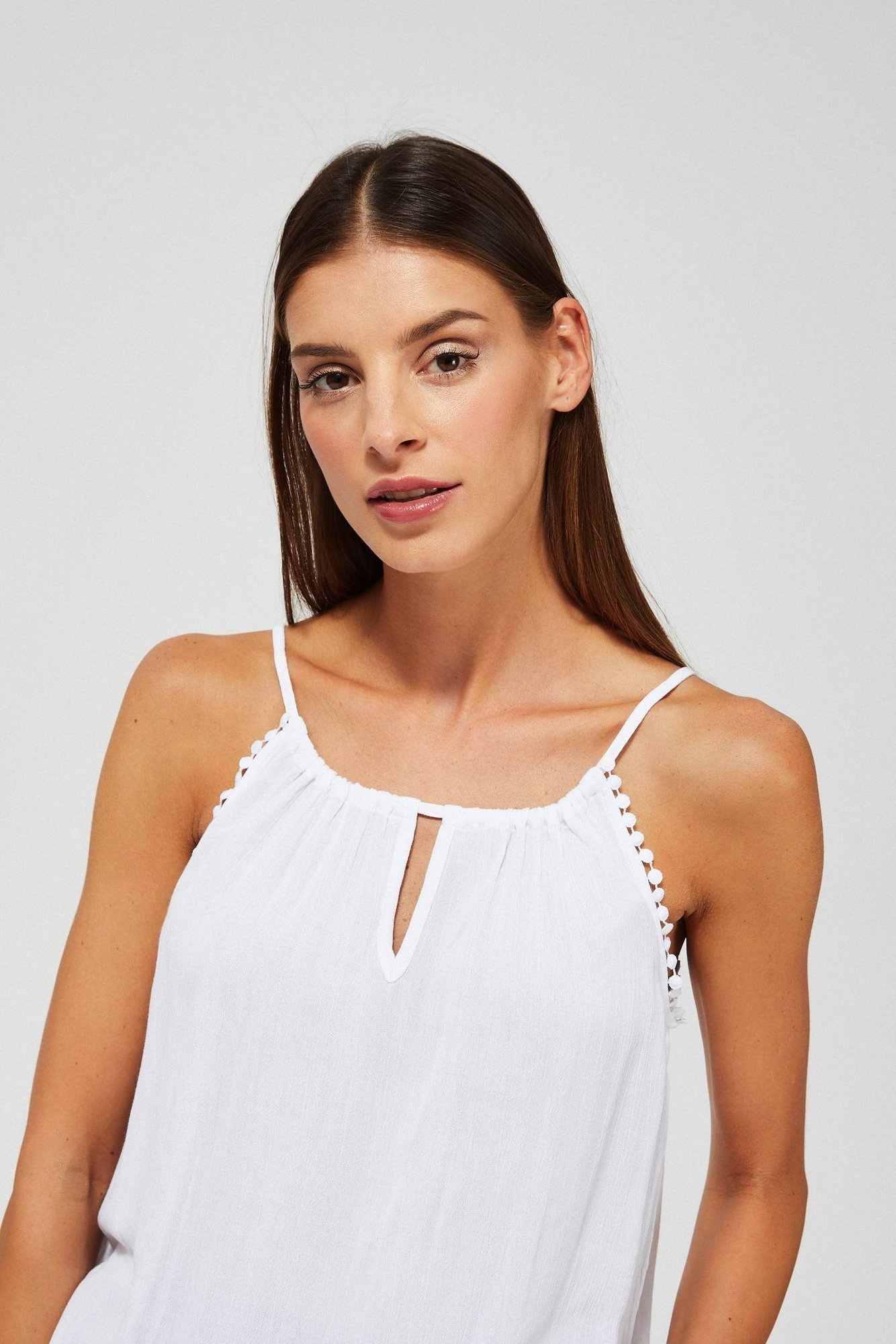 Marisse Viscose Top With Straps L-Ko-3464 White