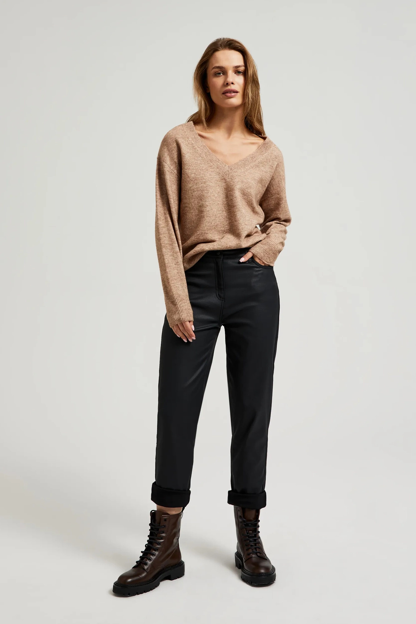 Marisse Women's Sweater Z-Sw-4513 L. Brown Mel